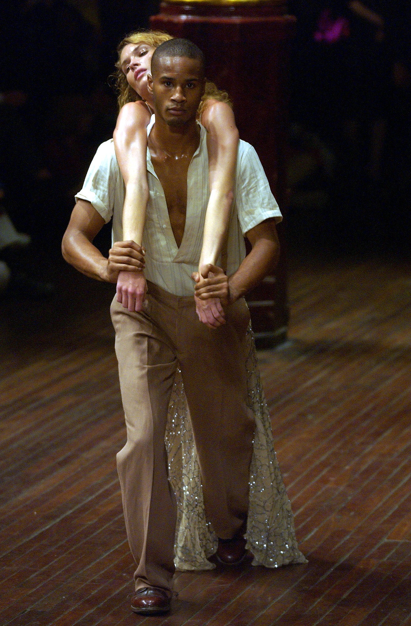 beige cotton relaxed straight-leg pants