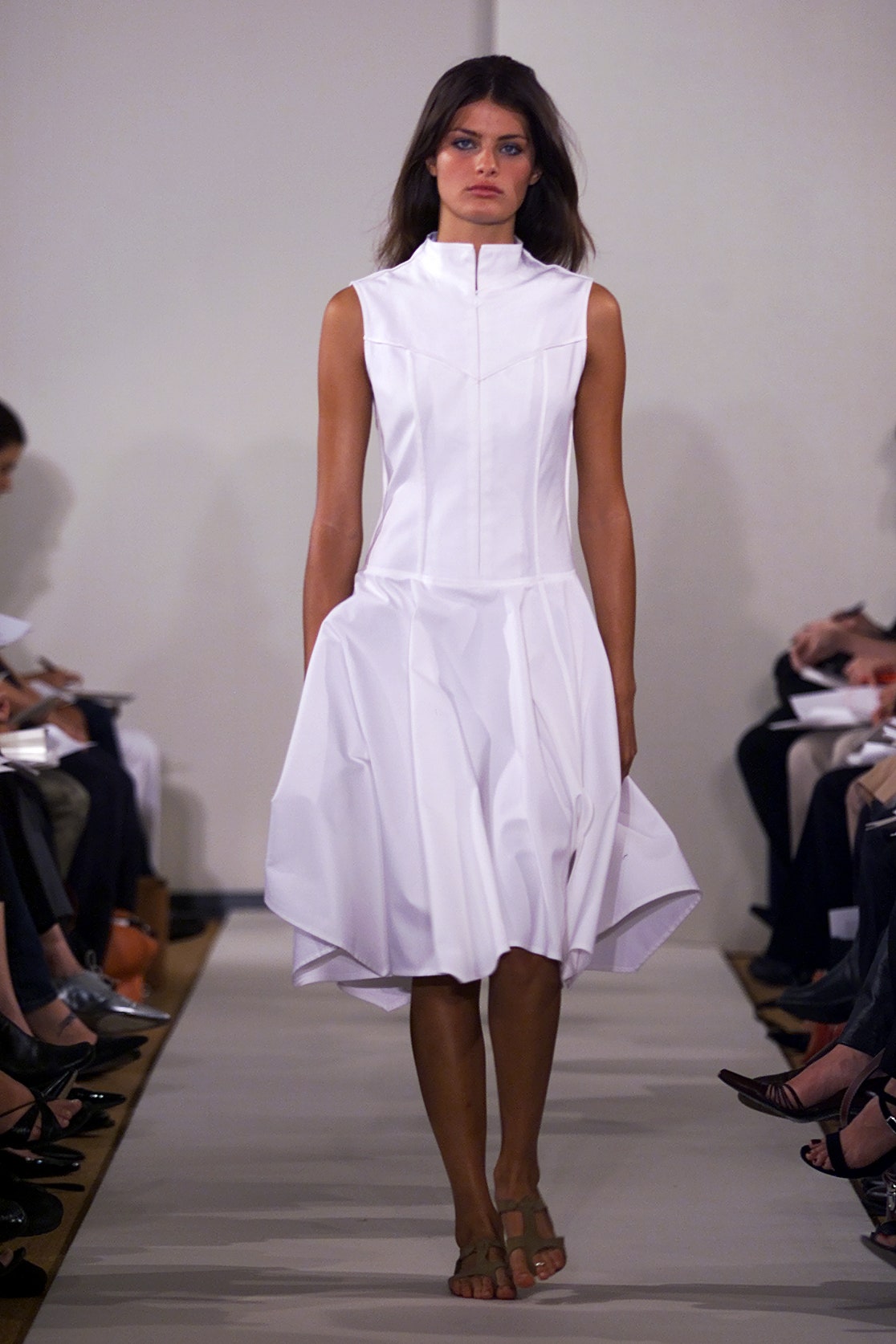 white fitted sleeveless dress