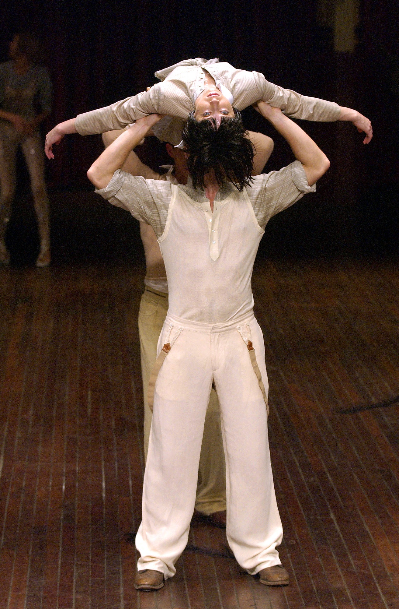 beige cotton relaxed straight-leg pants