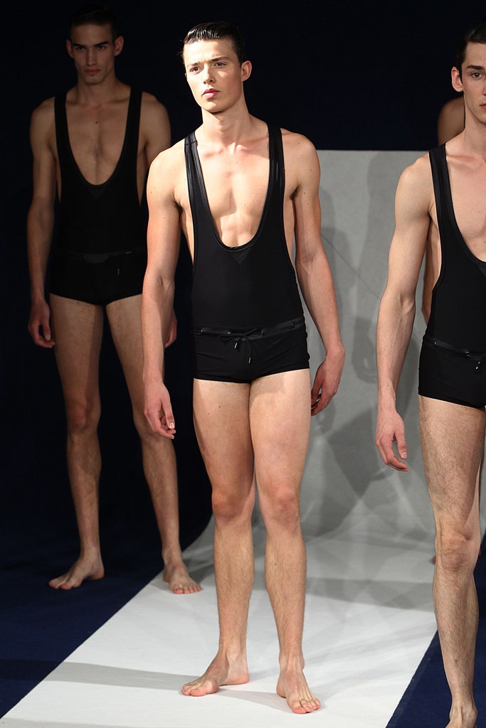 black neoprene fitted swimsuit