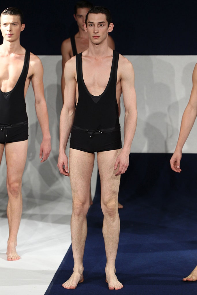 black neoprene fitted swimsuit