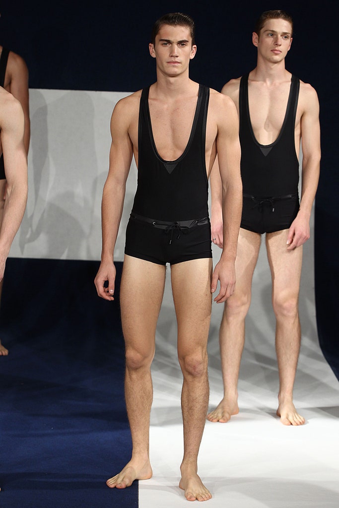 black neoprene fitted swimsuit
