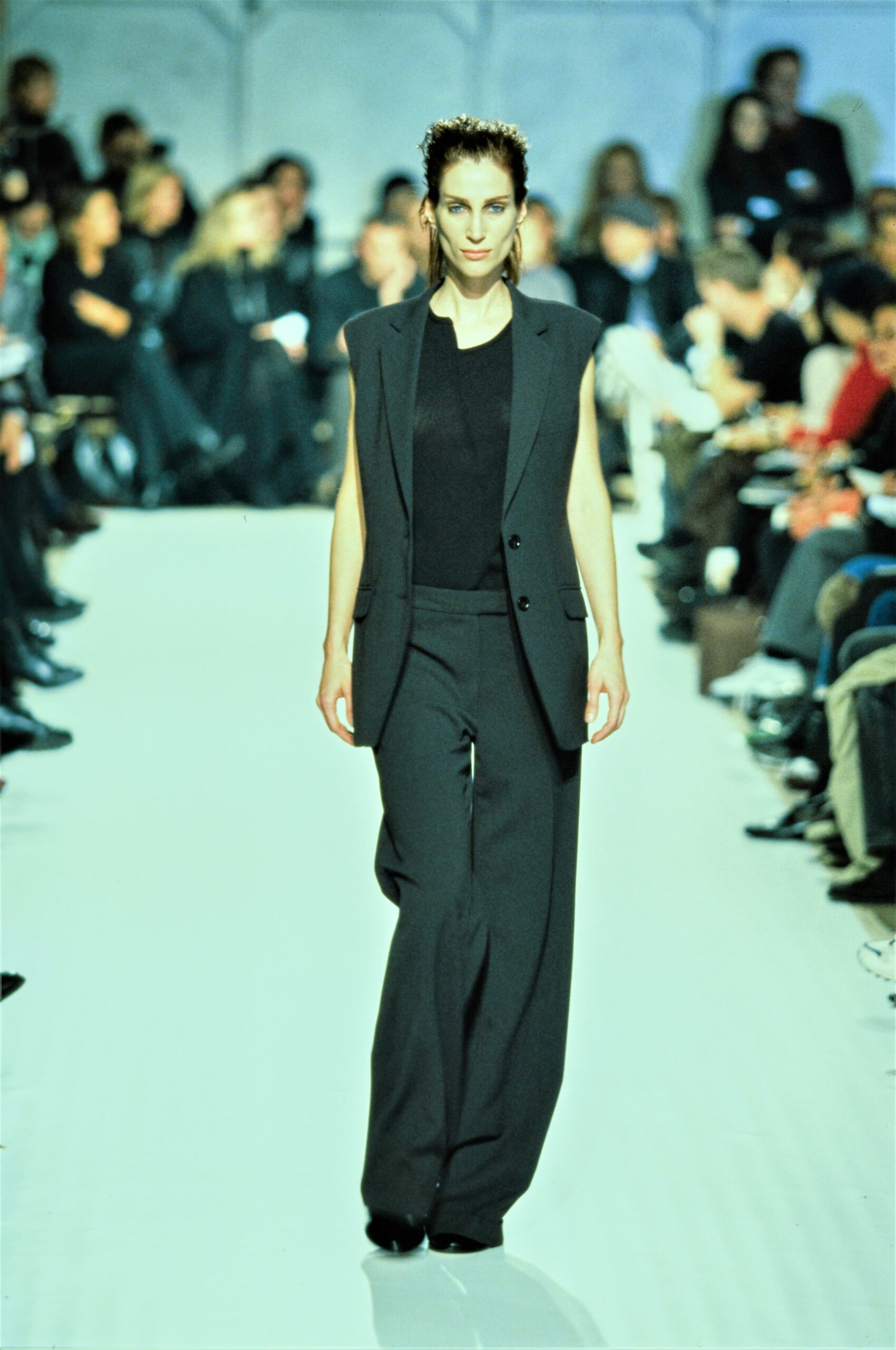 black tailored suit with fitted top