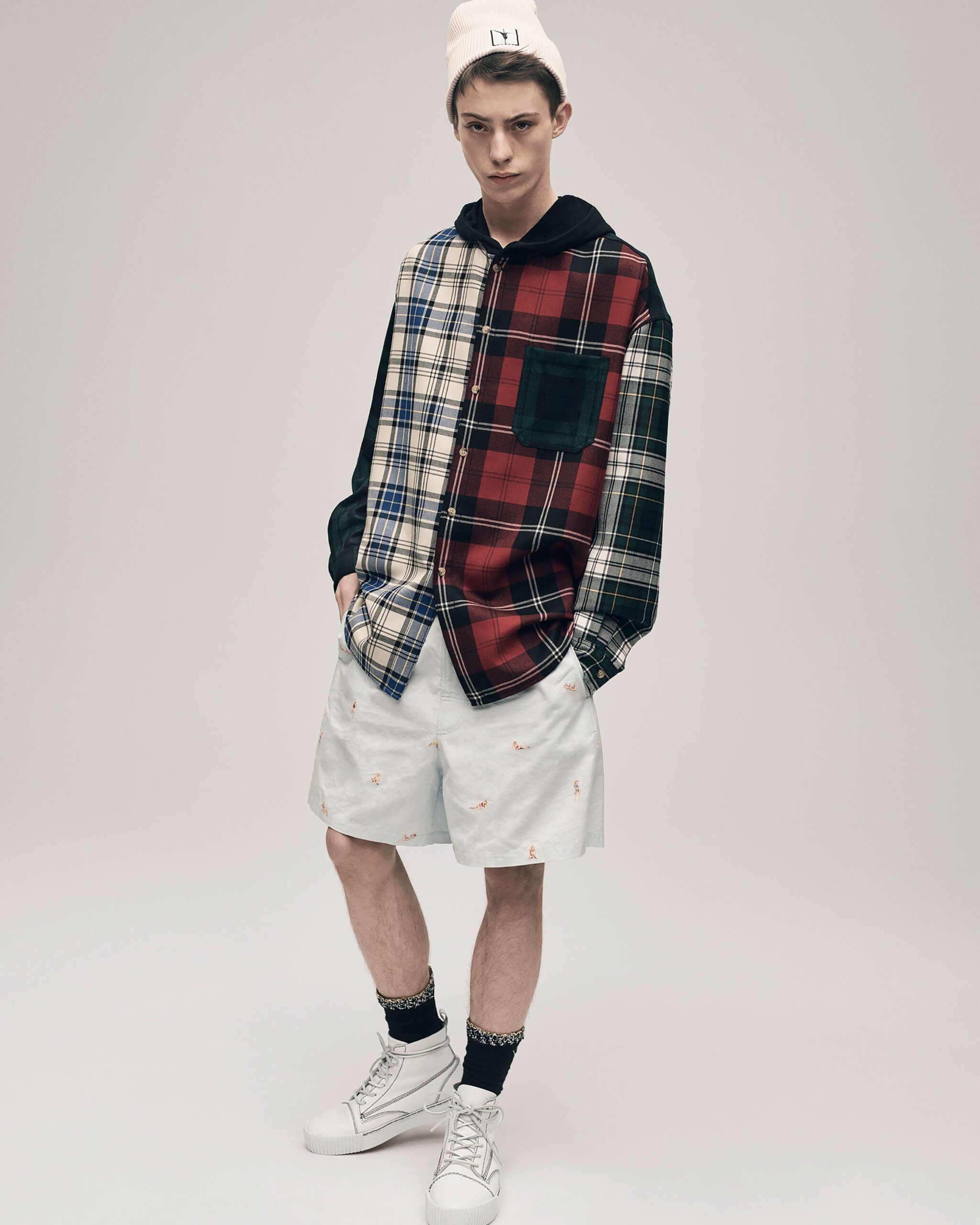 relaxed plaid shirt and shorts