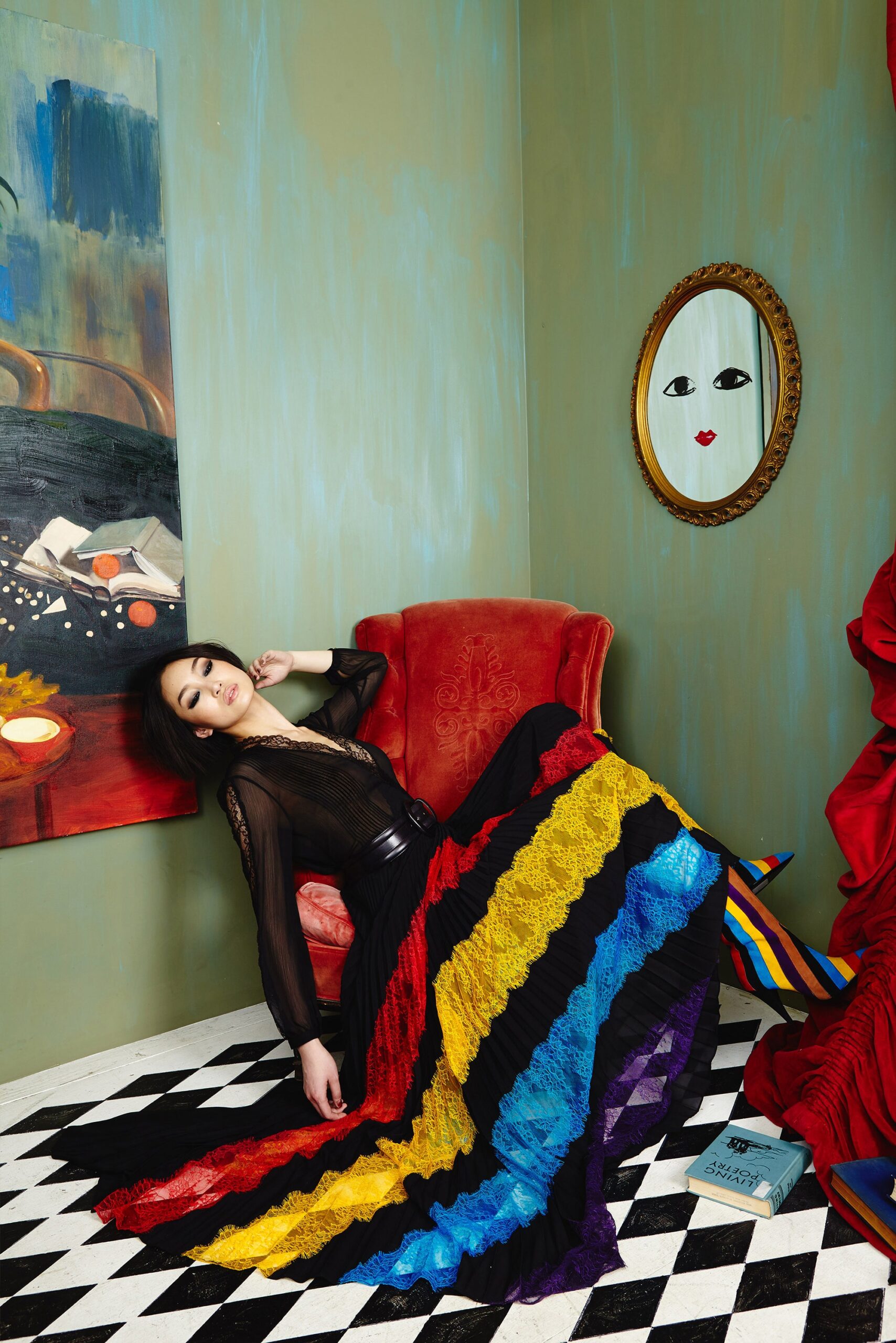 black pleated maxi dress