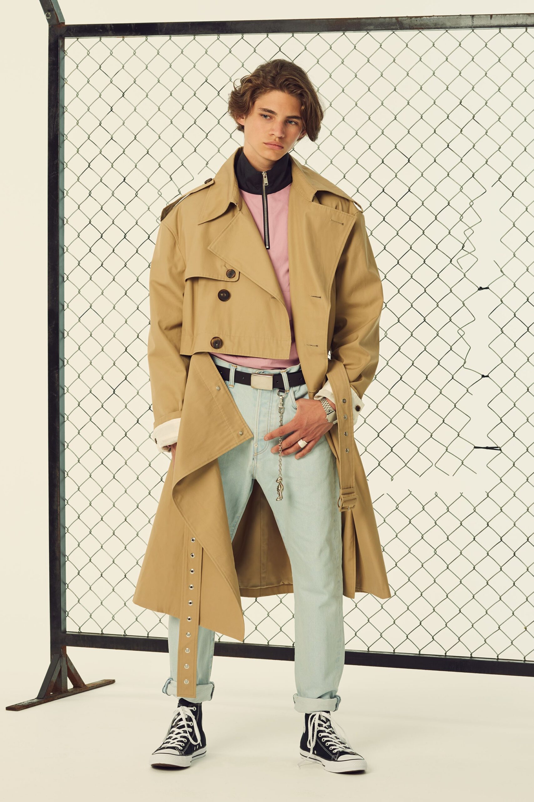 blue denim slim buttoned pants