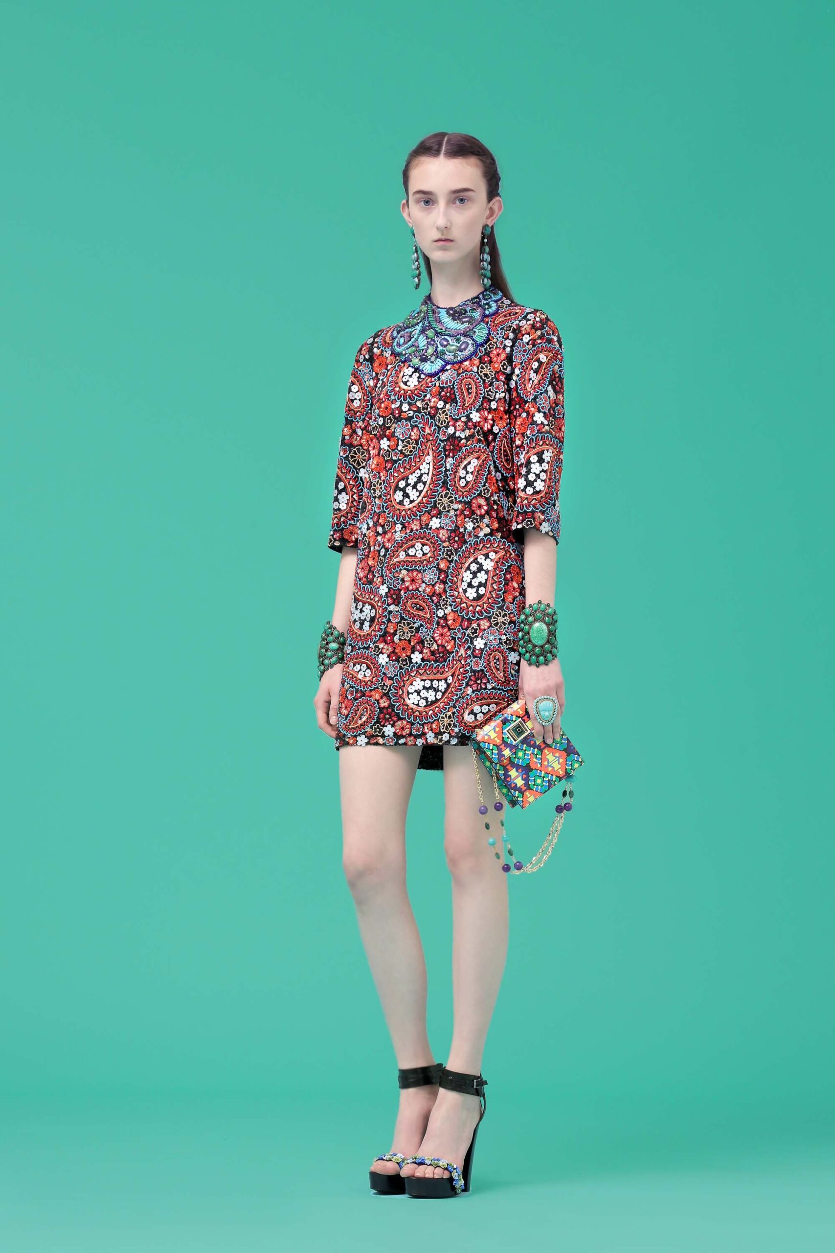 colorful printed short dress