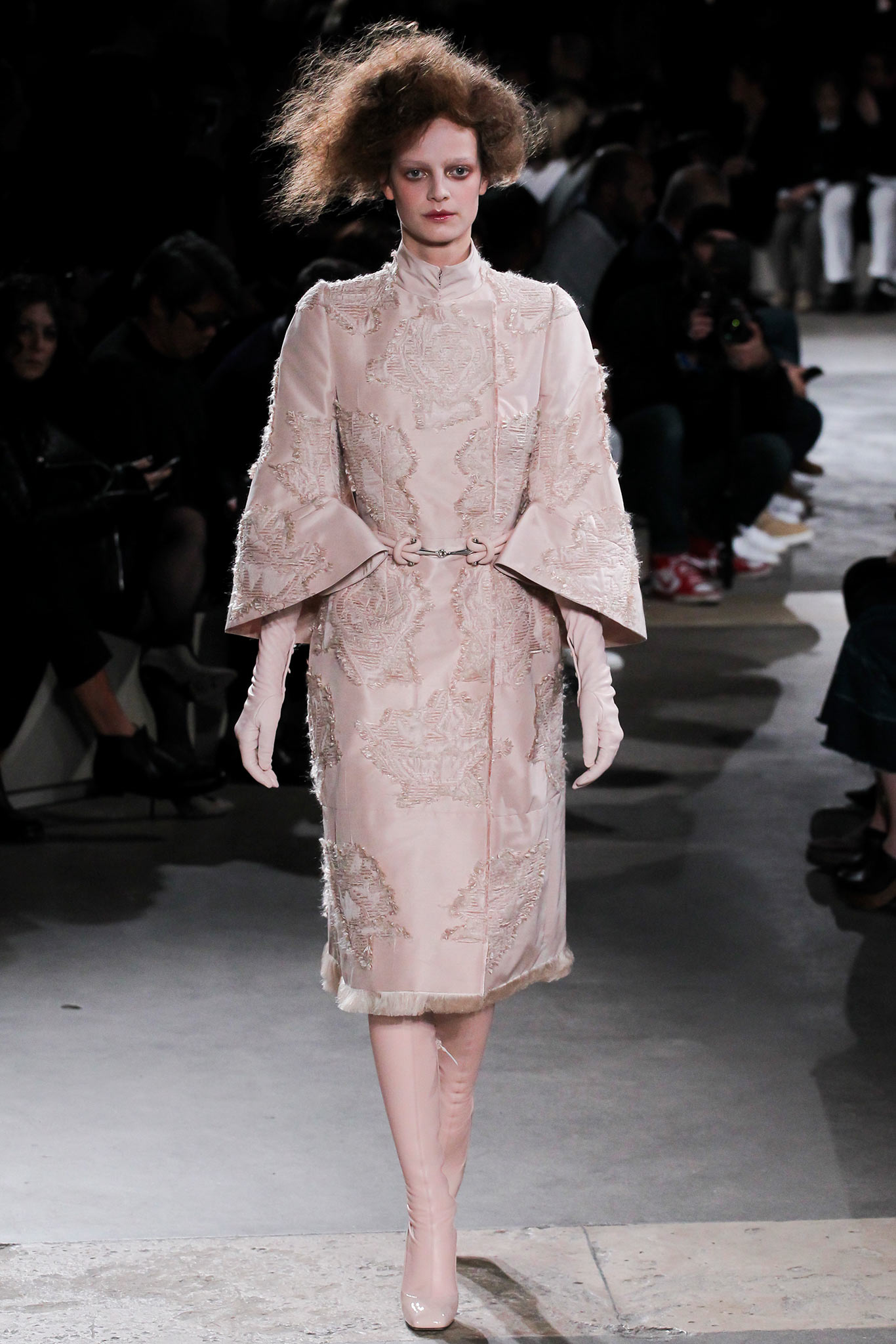 pink silk fitted gloves