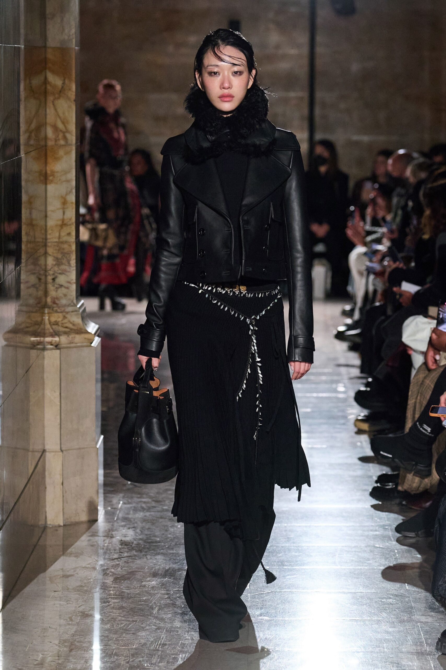 black leather bag