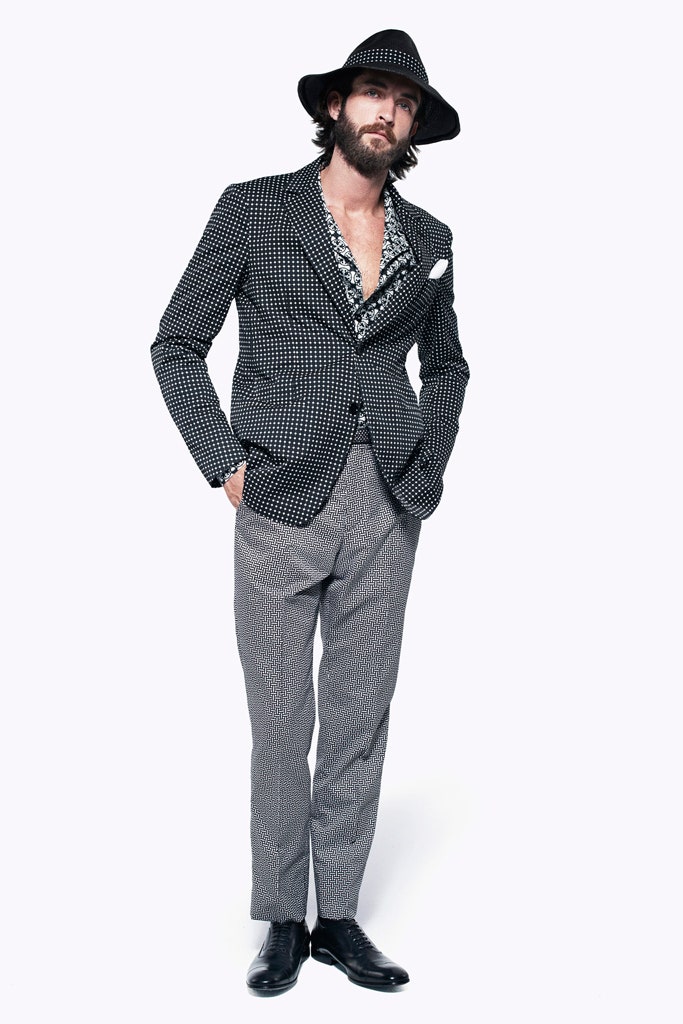 black and white printed blazer with pants