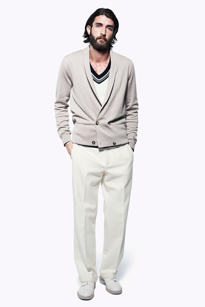 beige blazer with white shirt