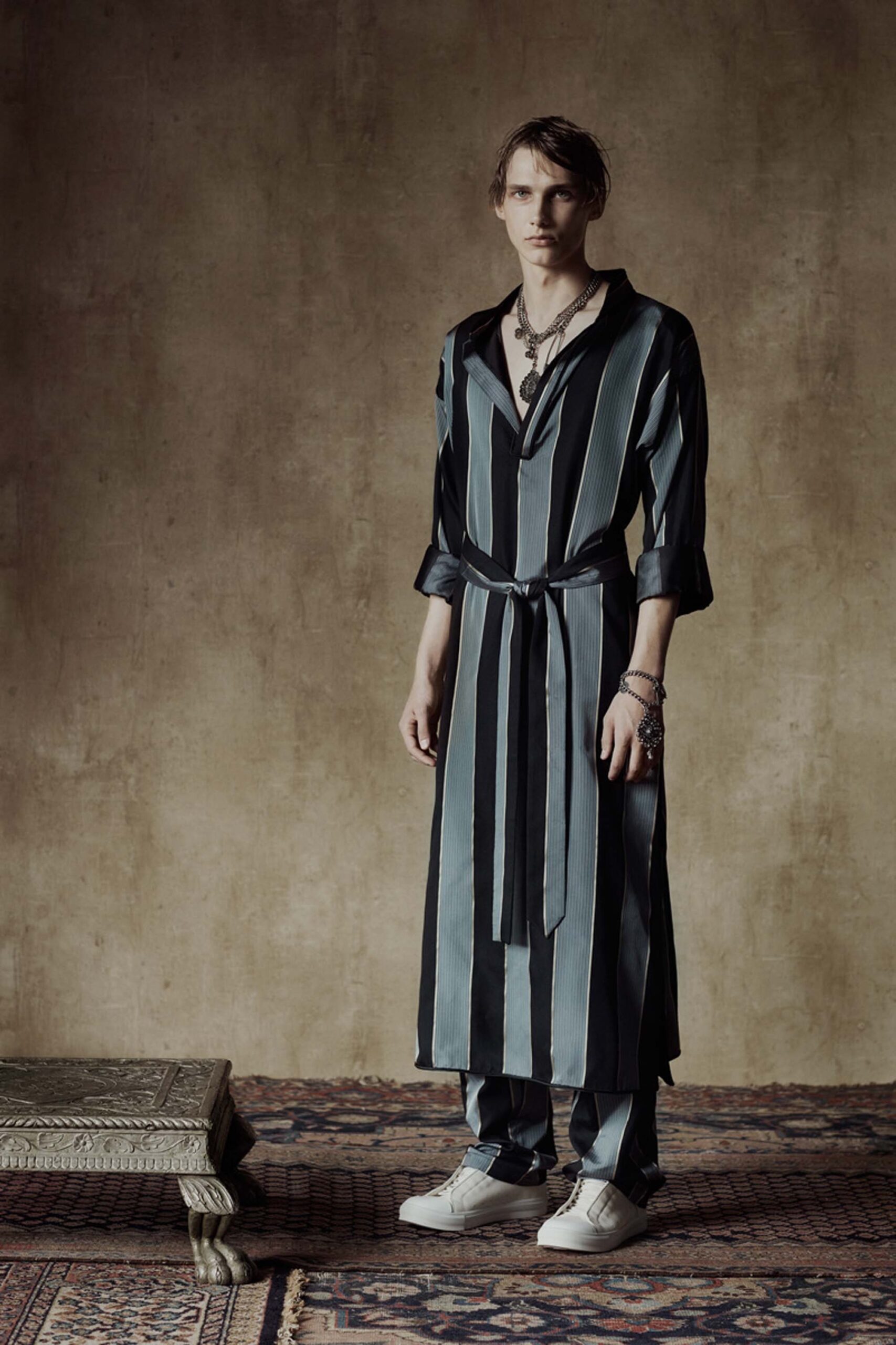 striped silk jacket and pants