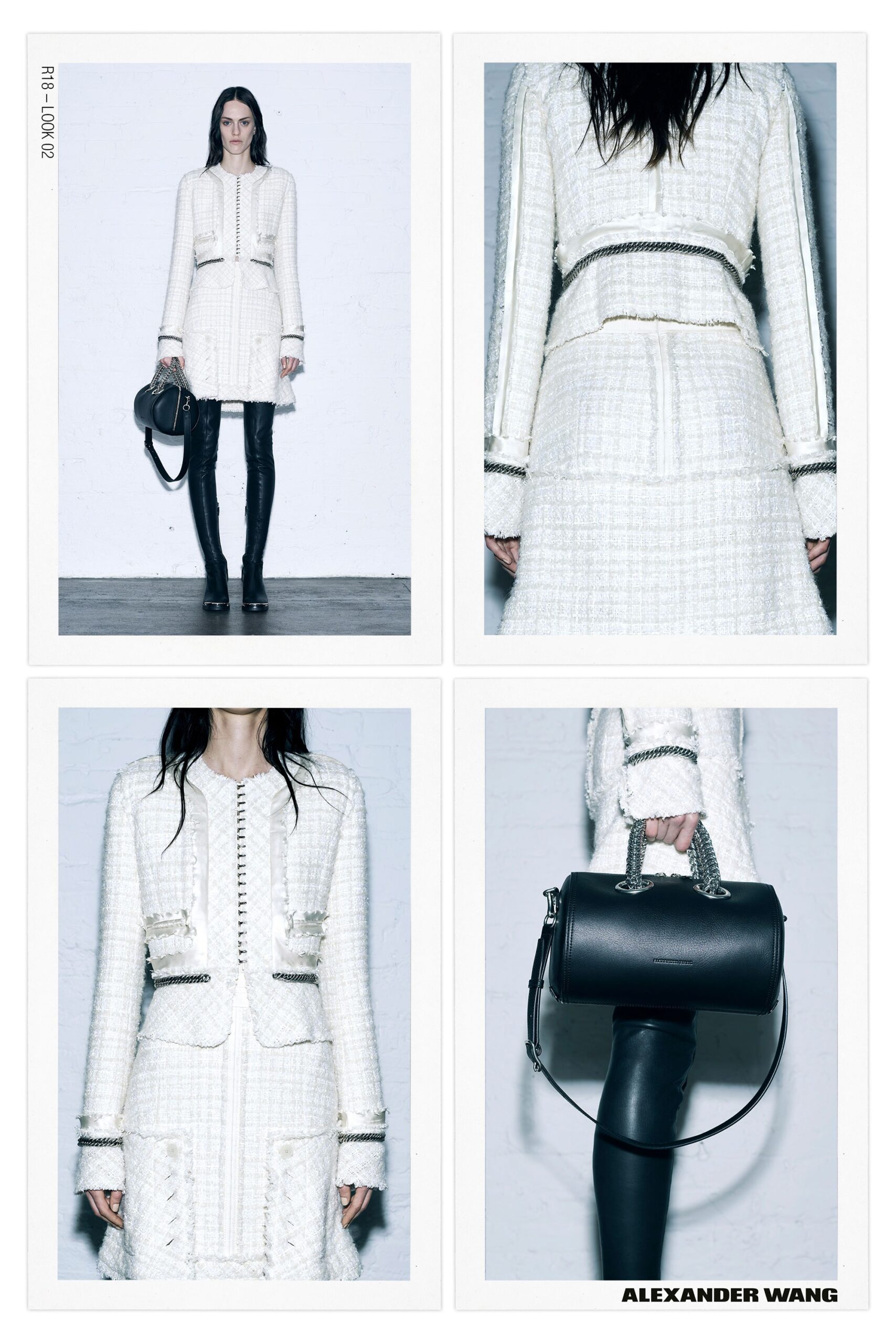 white tweed fitted coat