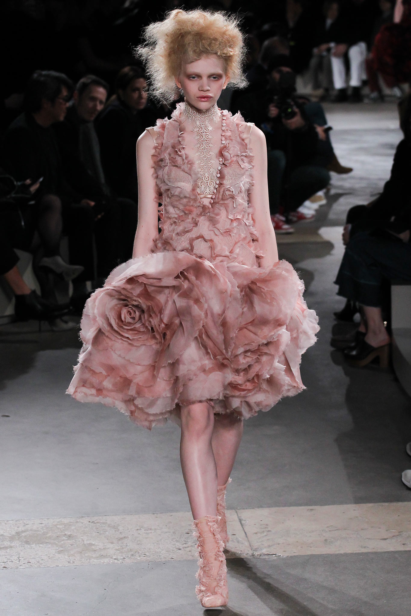 pink ruffled sleeveless dress