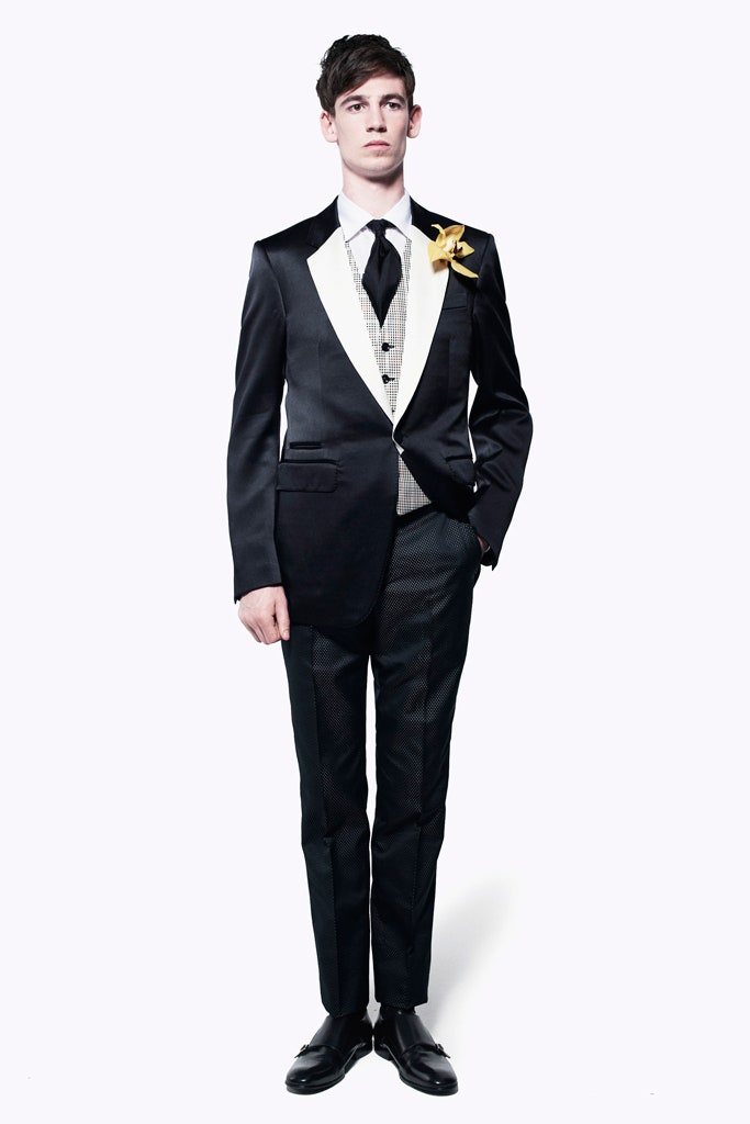 black and white tailored suit