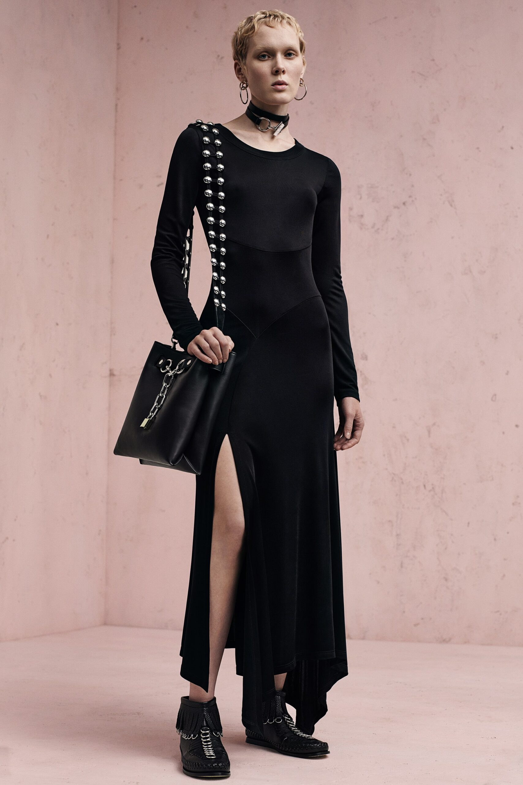 black leather zippered bag