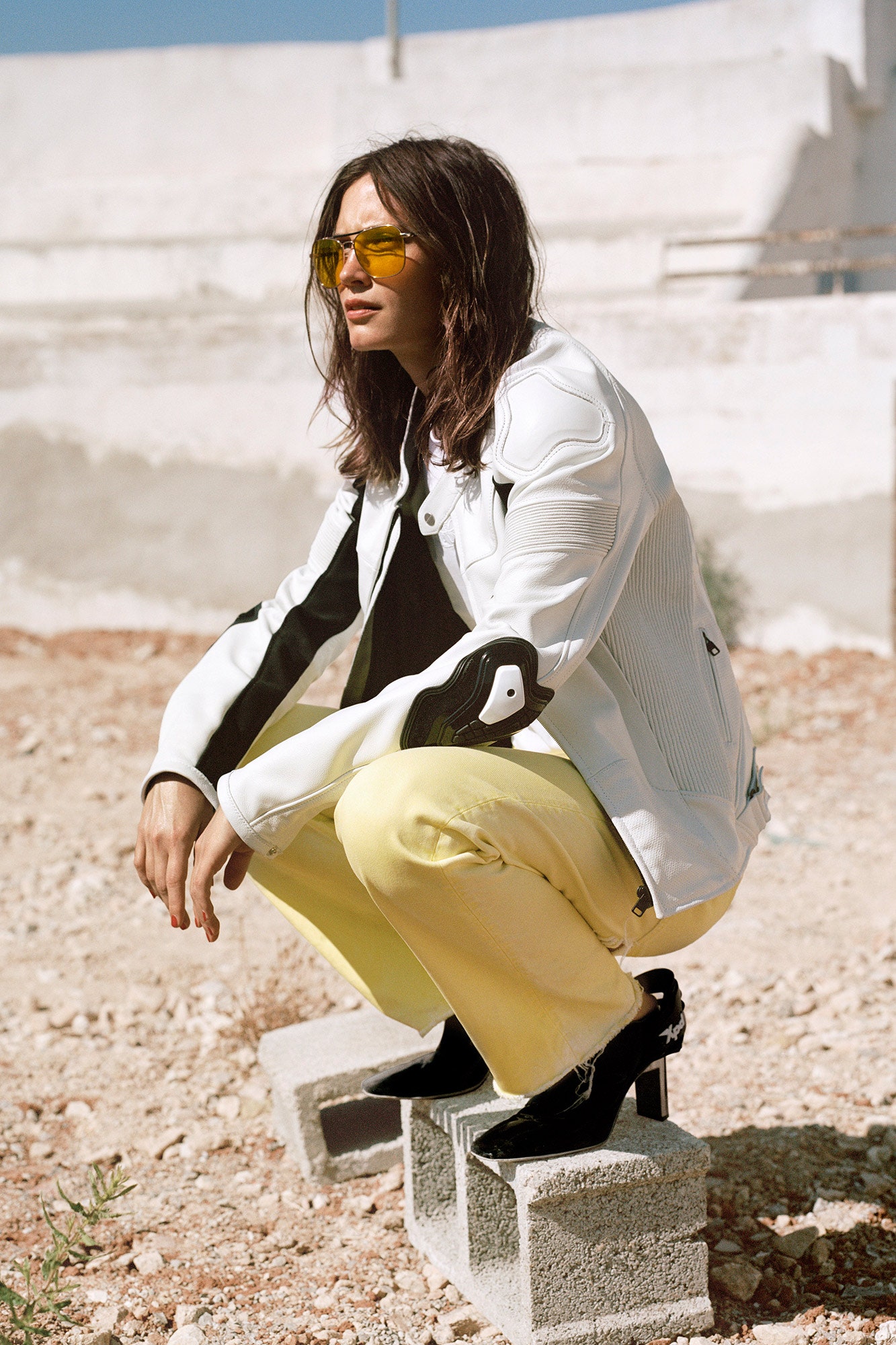 white leather fitted jacket
