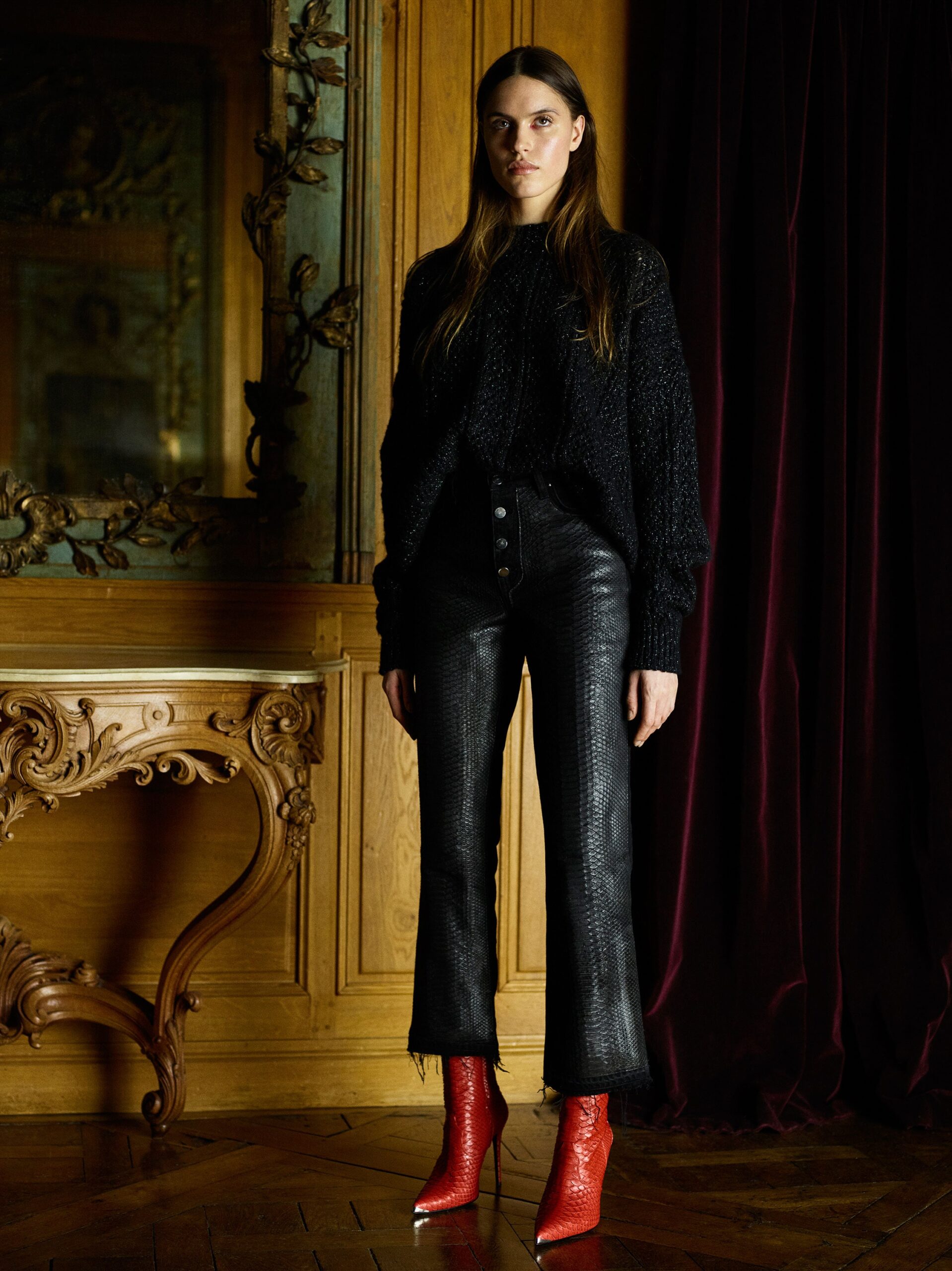 red leather boots