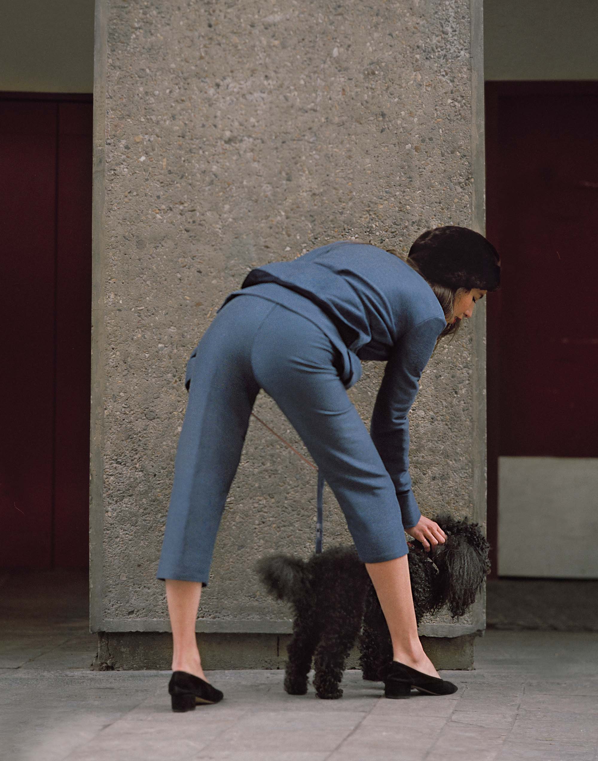blue fitted jumpsuit