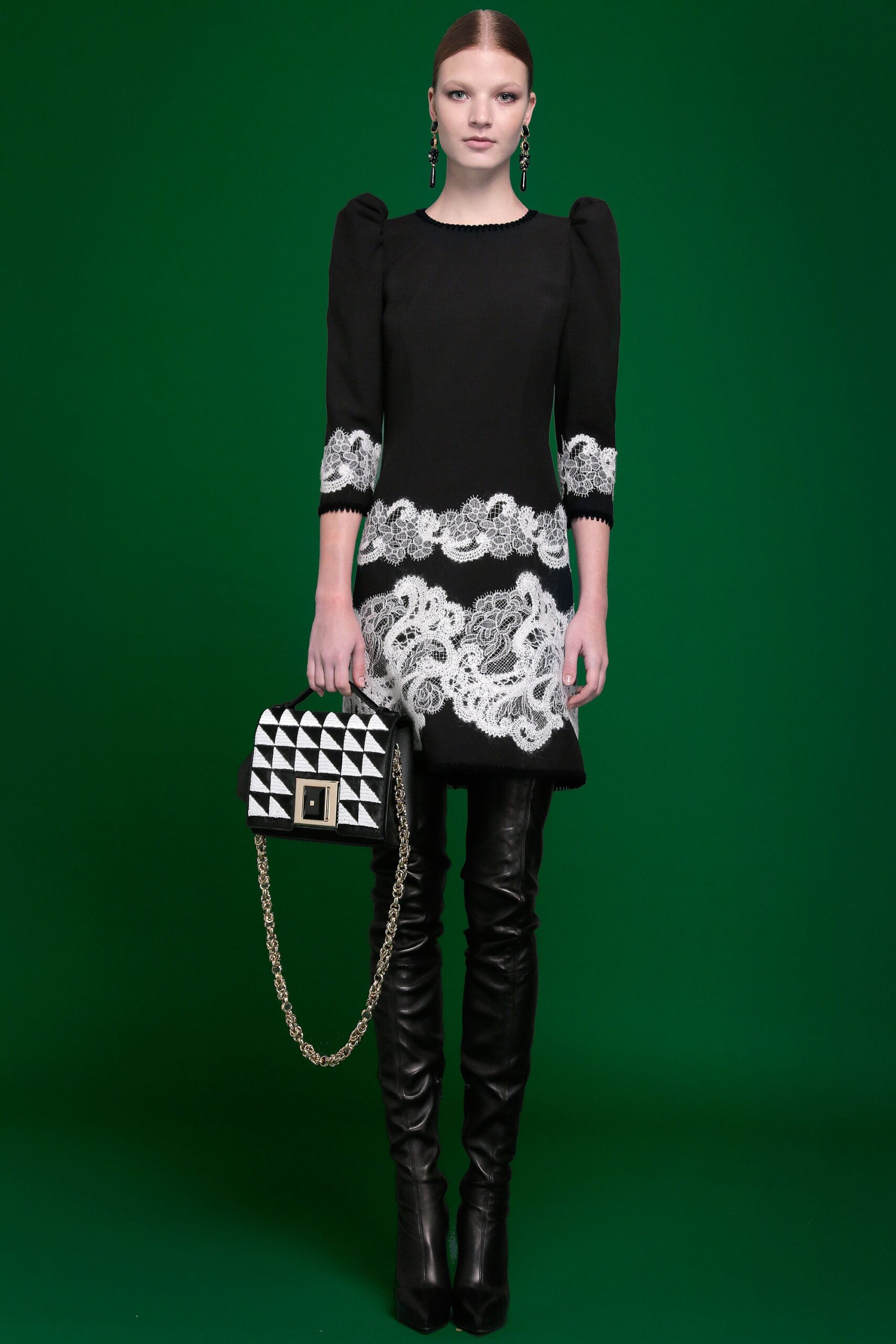 black and white embroidered mini dress