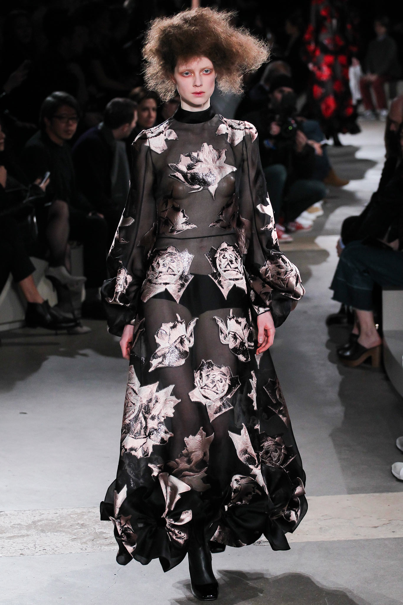black silk printed gown