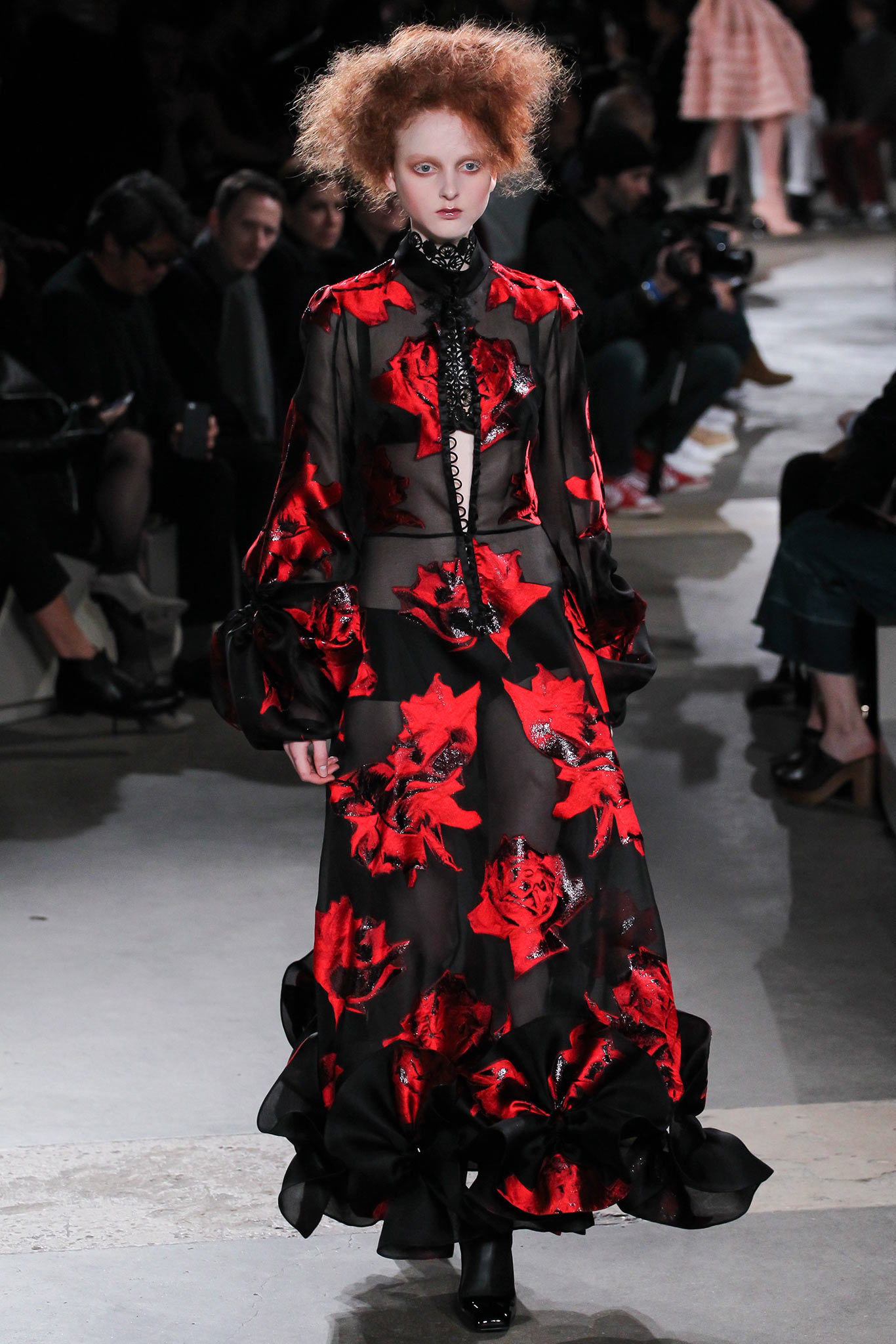 black and red embroidered maxi dress