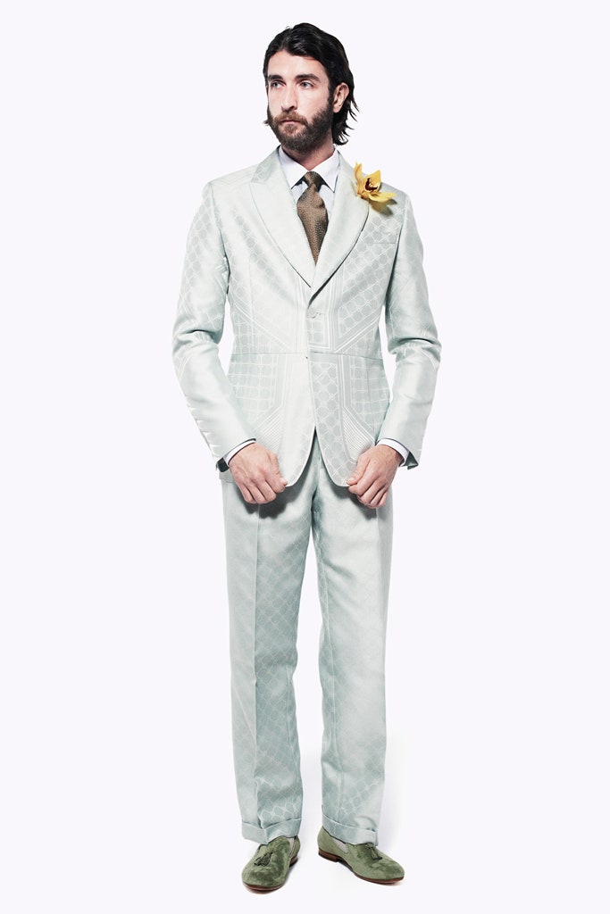 light blue tailored suit