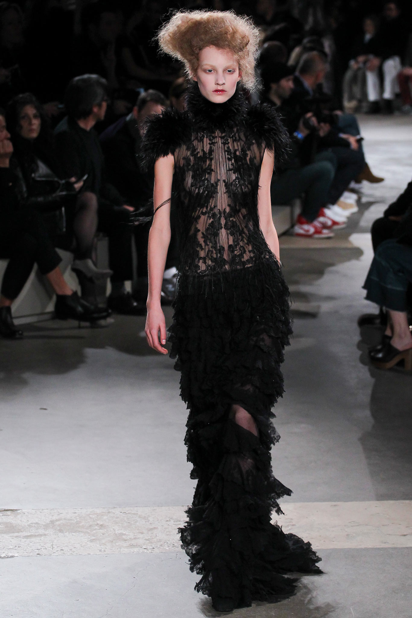 black lace fitted gown