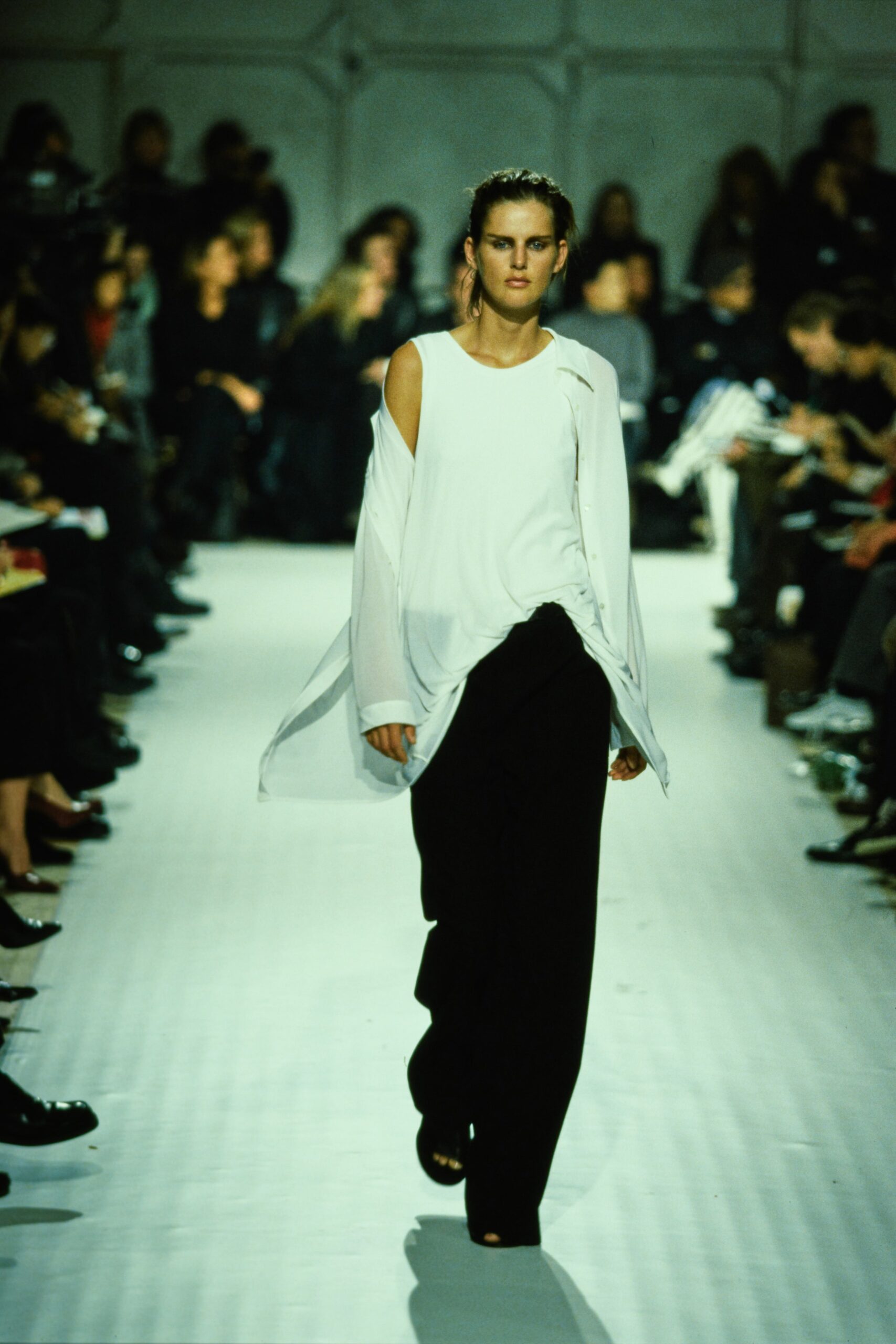 white relaxed shirt and black pants