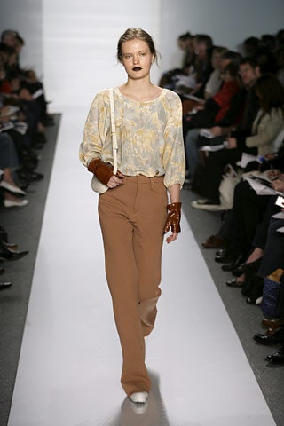 beige silk long-sleeve collared relaxed printed top
