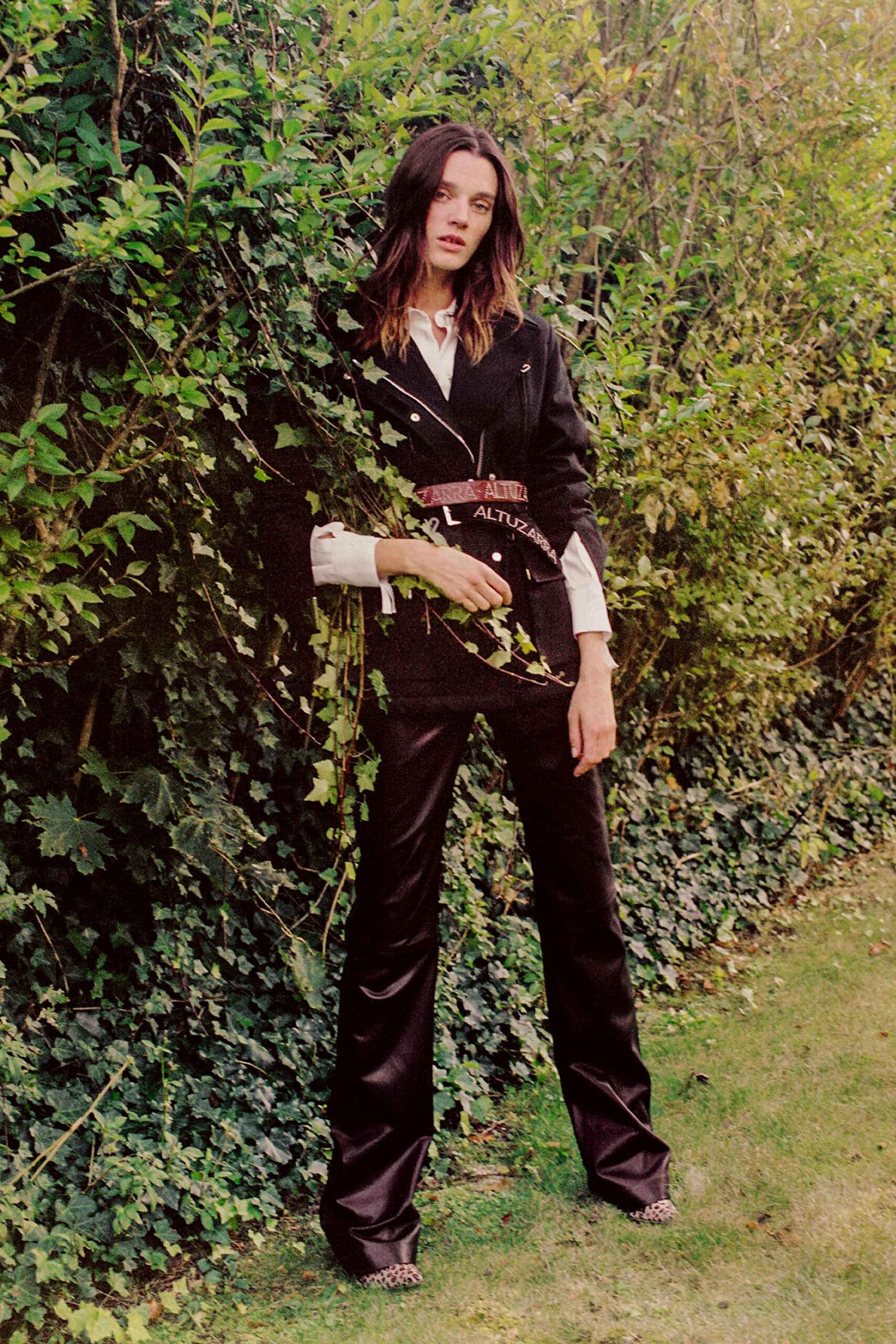 black tailored blazer with white shirt