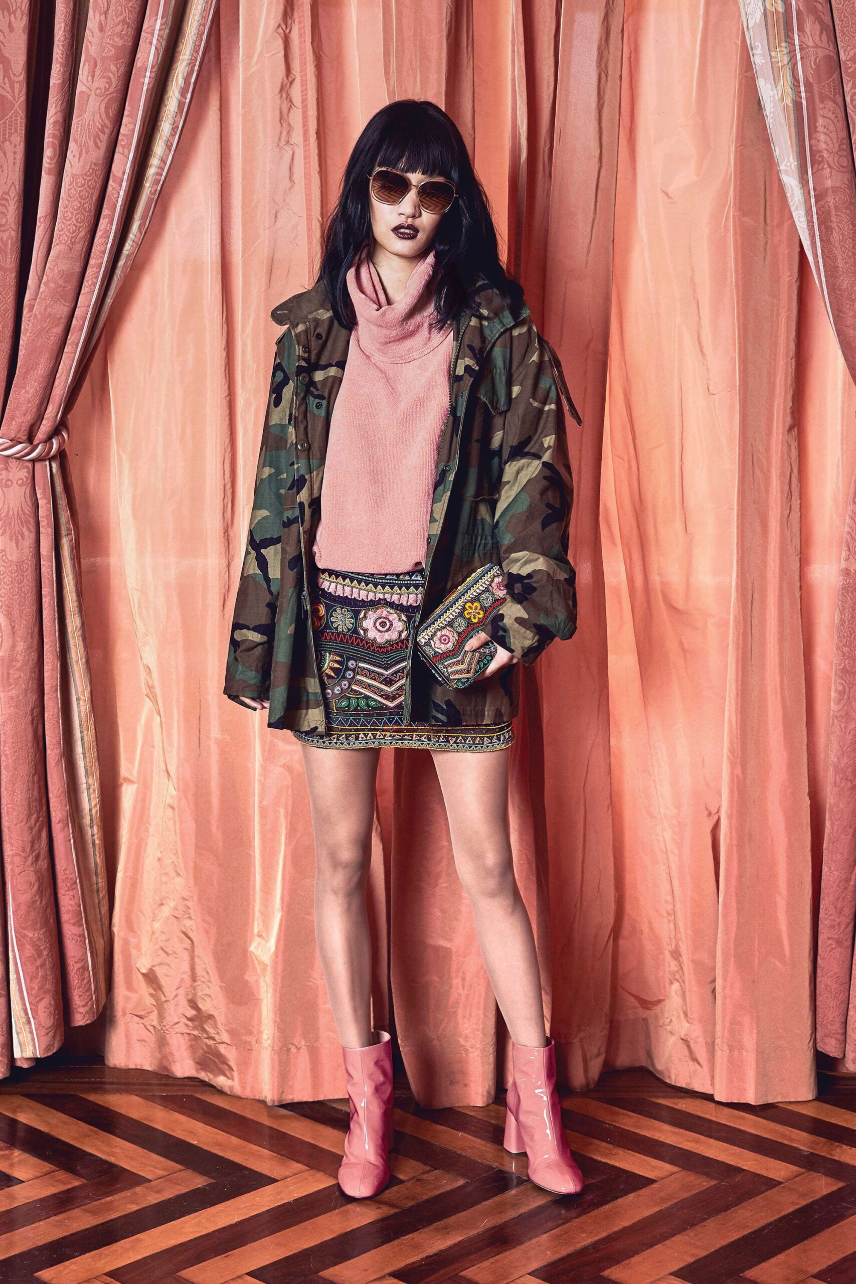 green cotton oversized camouflage jacket