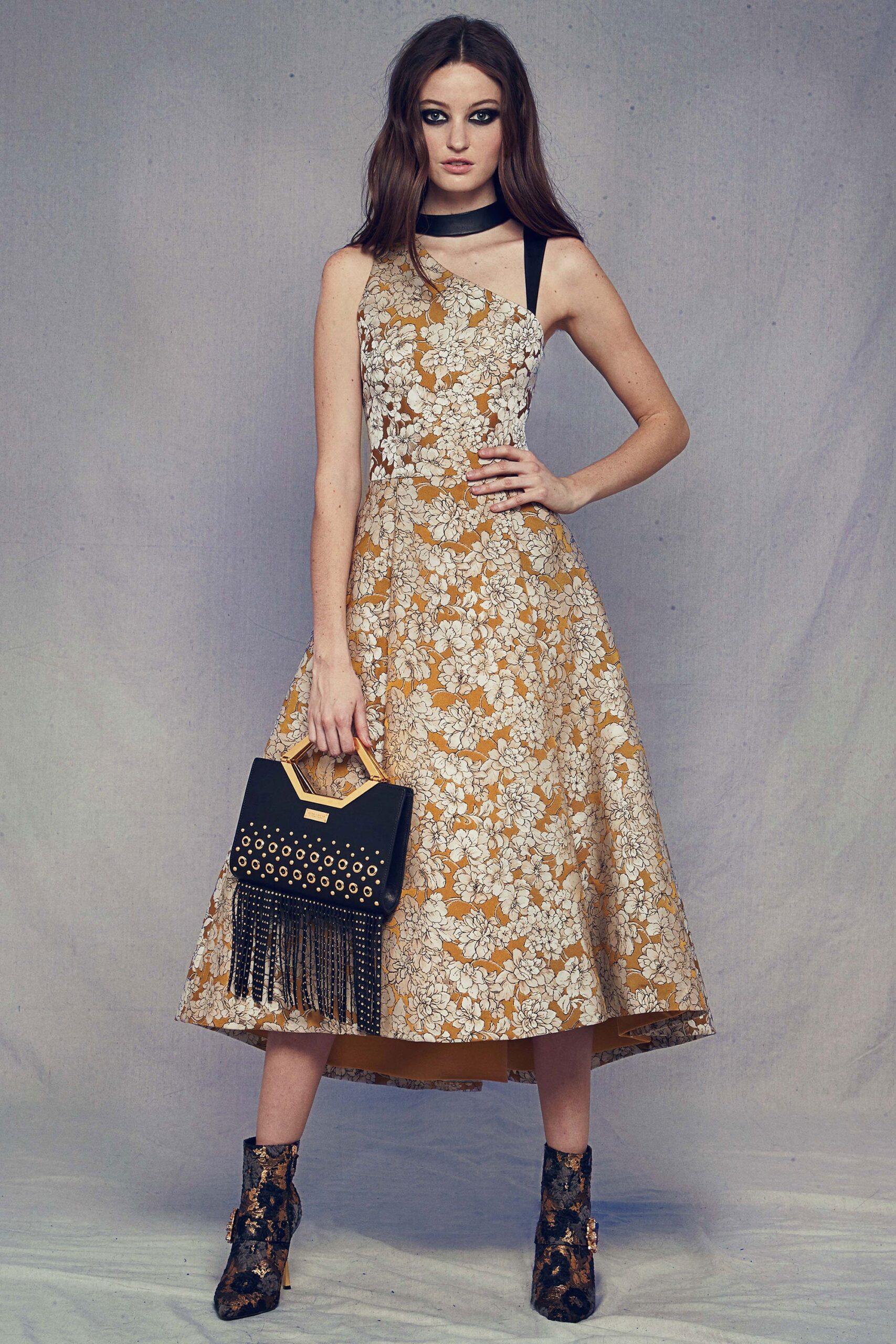 floral midi dress with asymmetric design