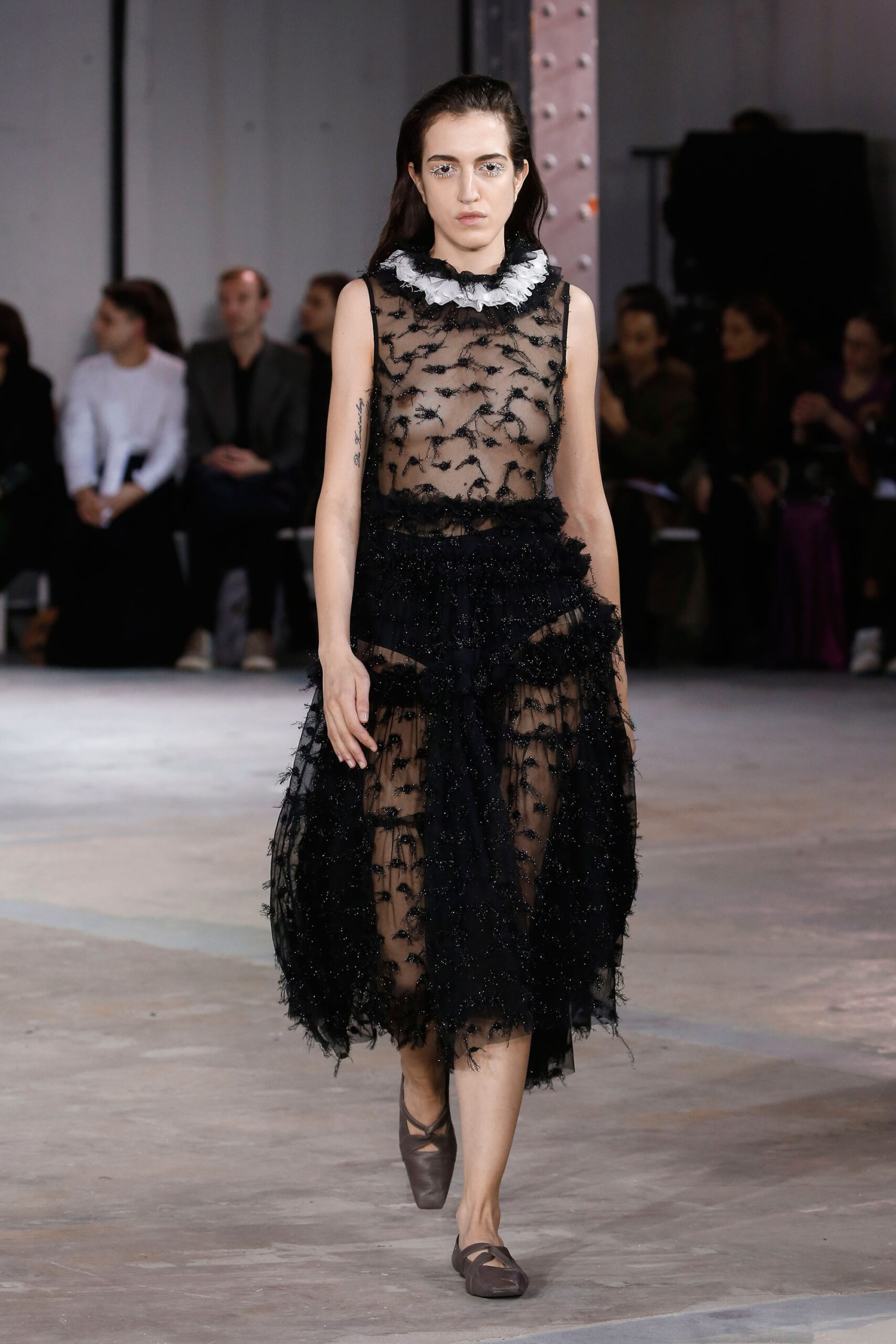 black sheer layered dress
