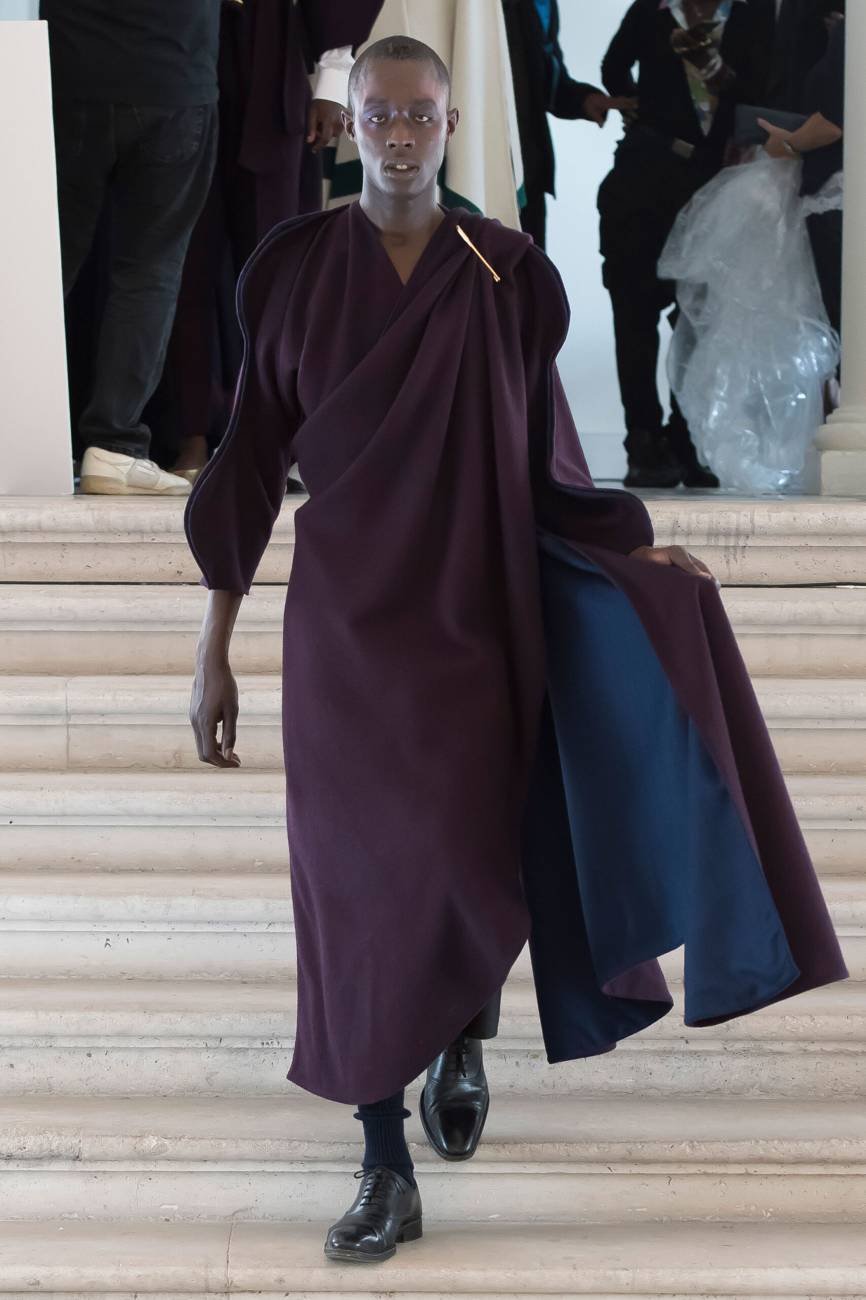 relaxed maroon wool dress
