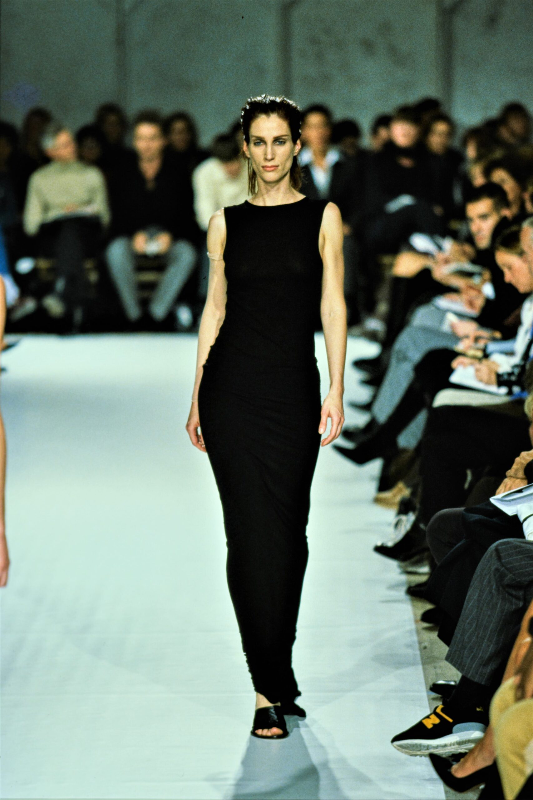 black fitted sleeveless dress