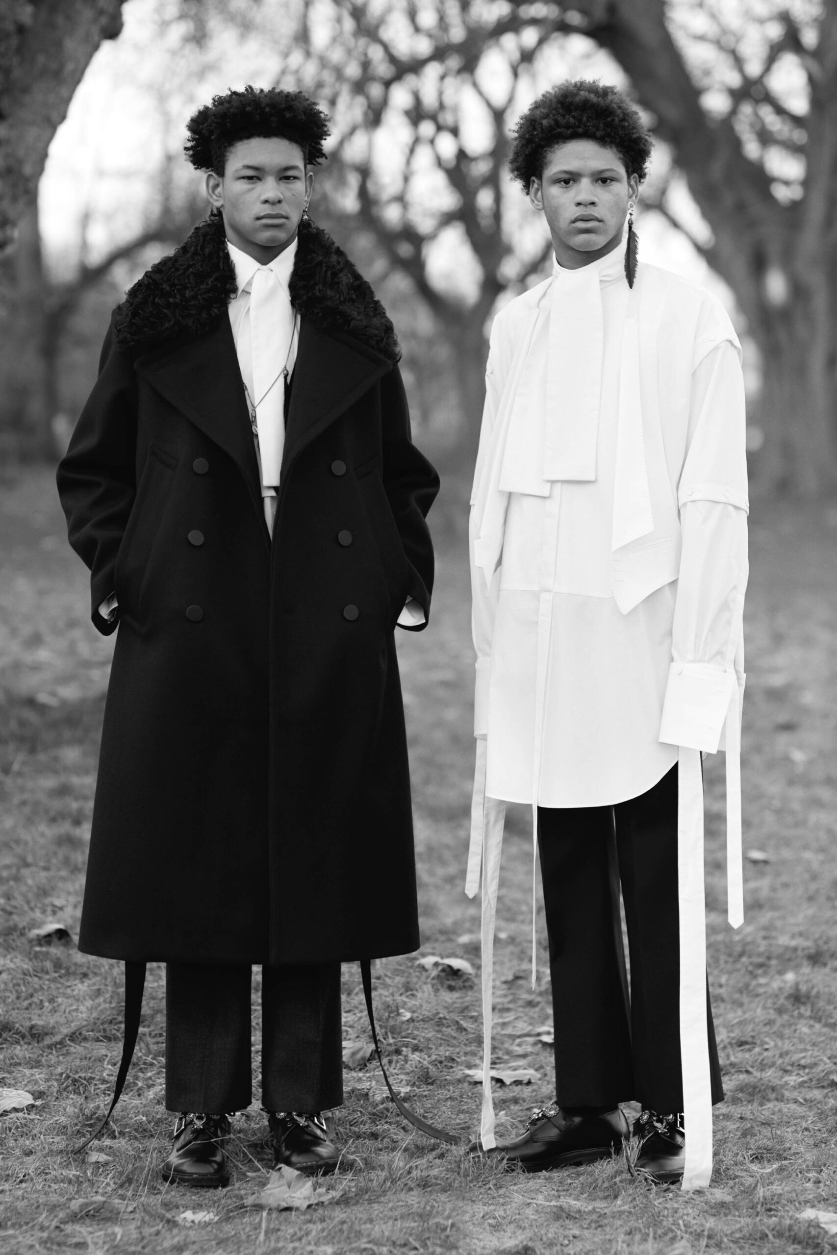 white cotton long-sleeve collared fitted draped shirt