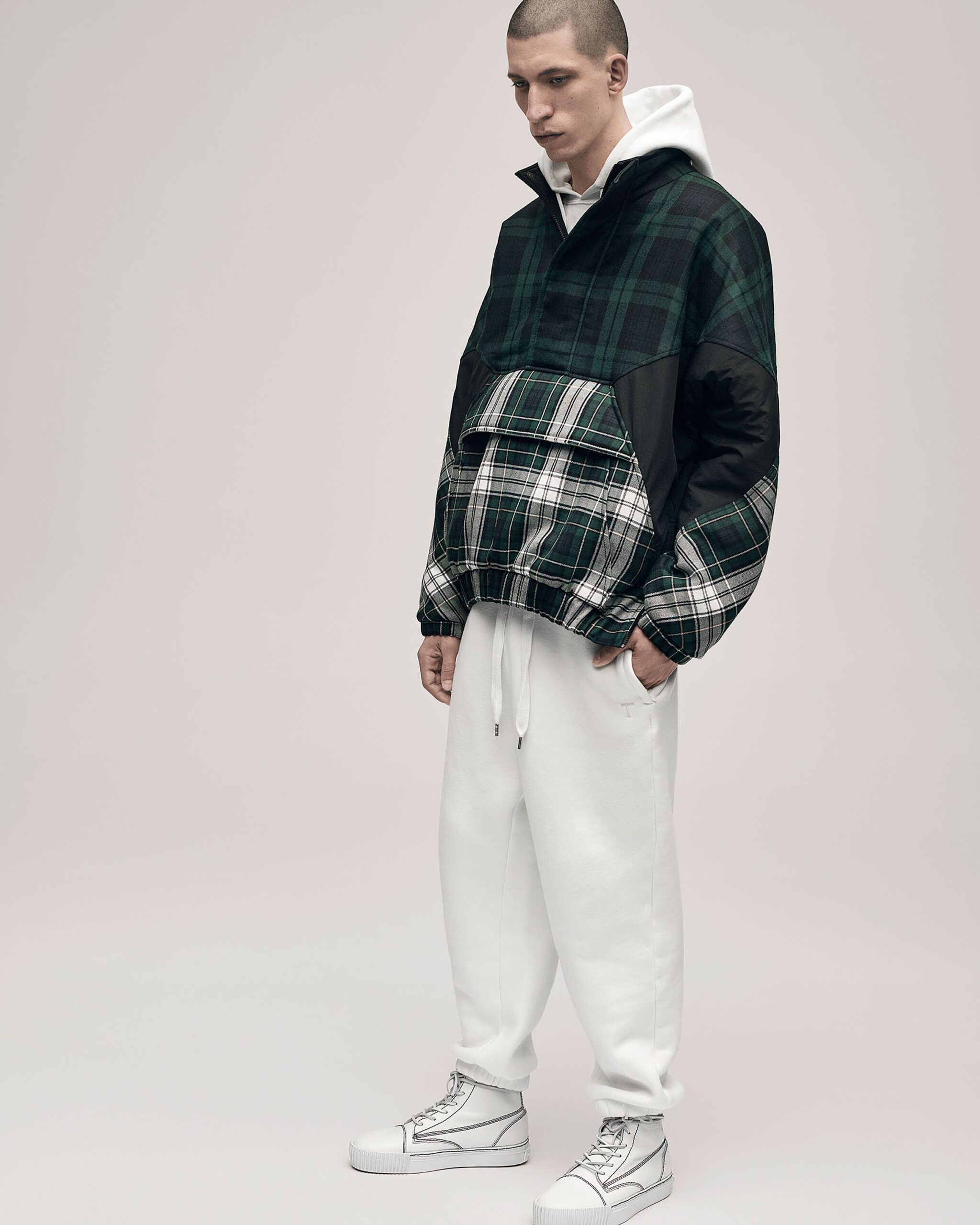 oversized green plaid hoodie