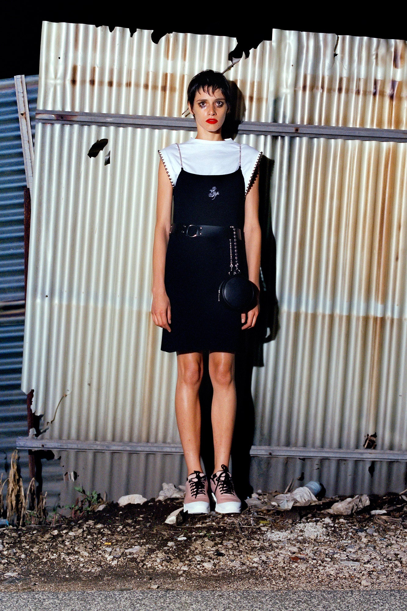 black and white fitted mini dress