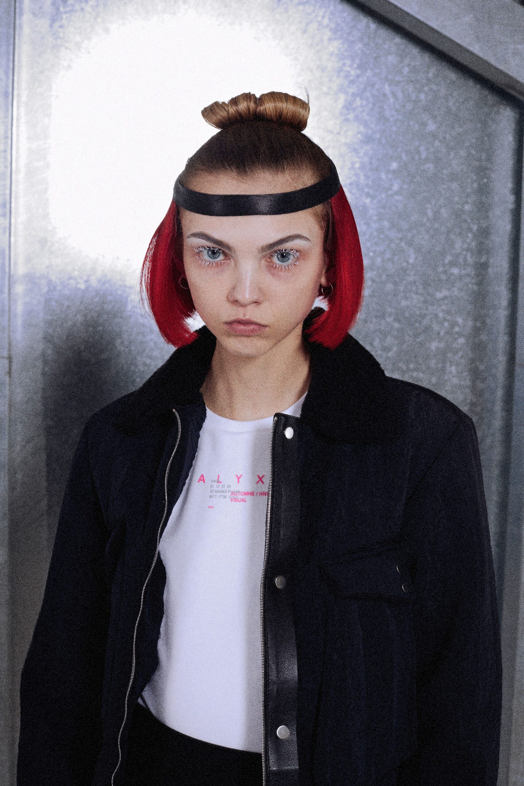 black denim jacket with white t-shirt