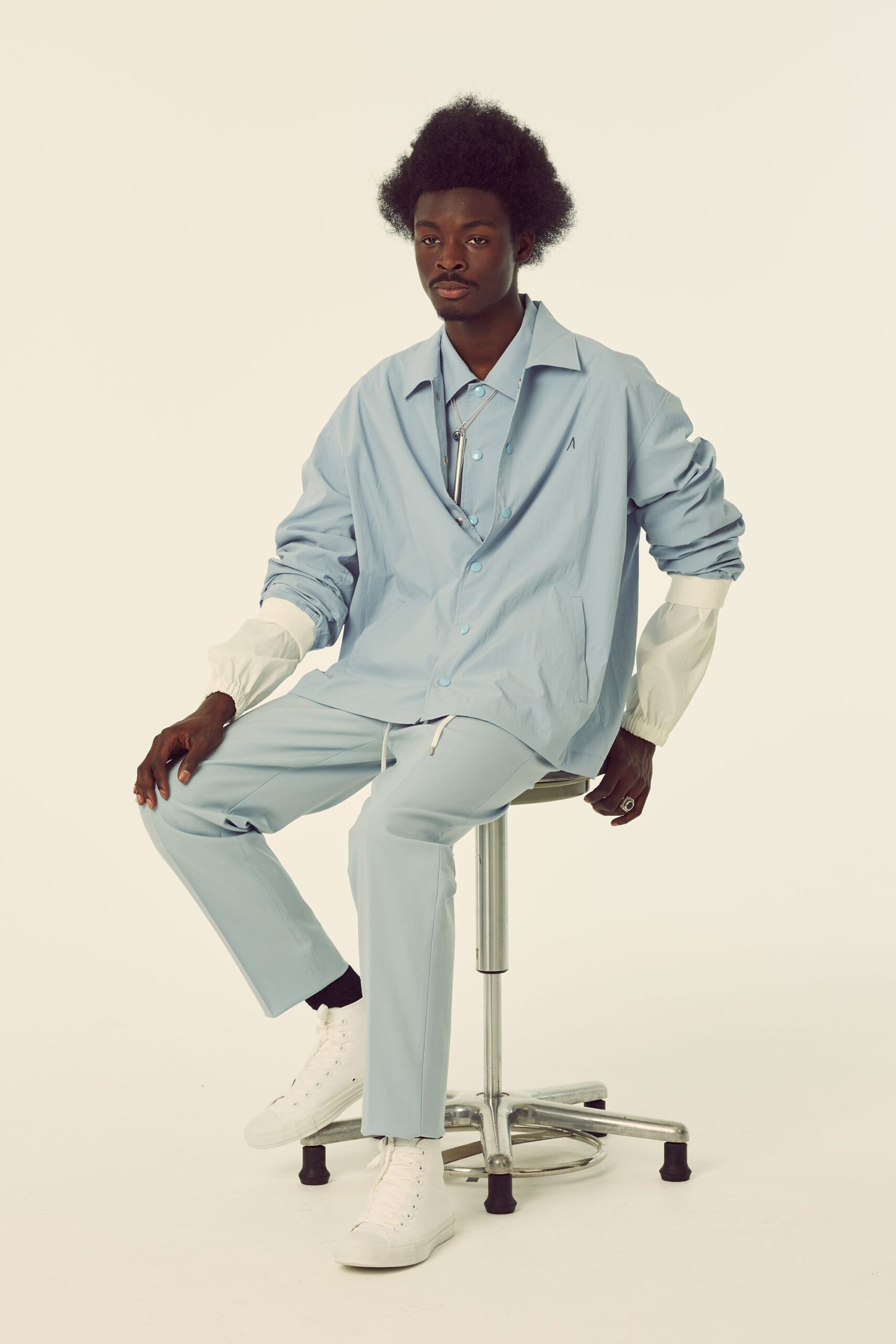blue relaxed shirt and pants