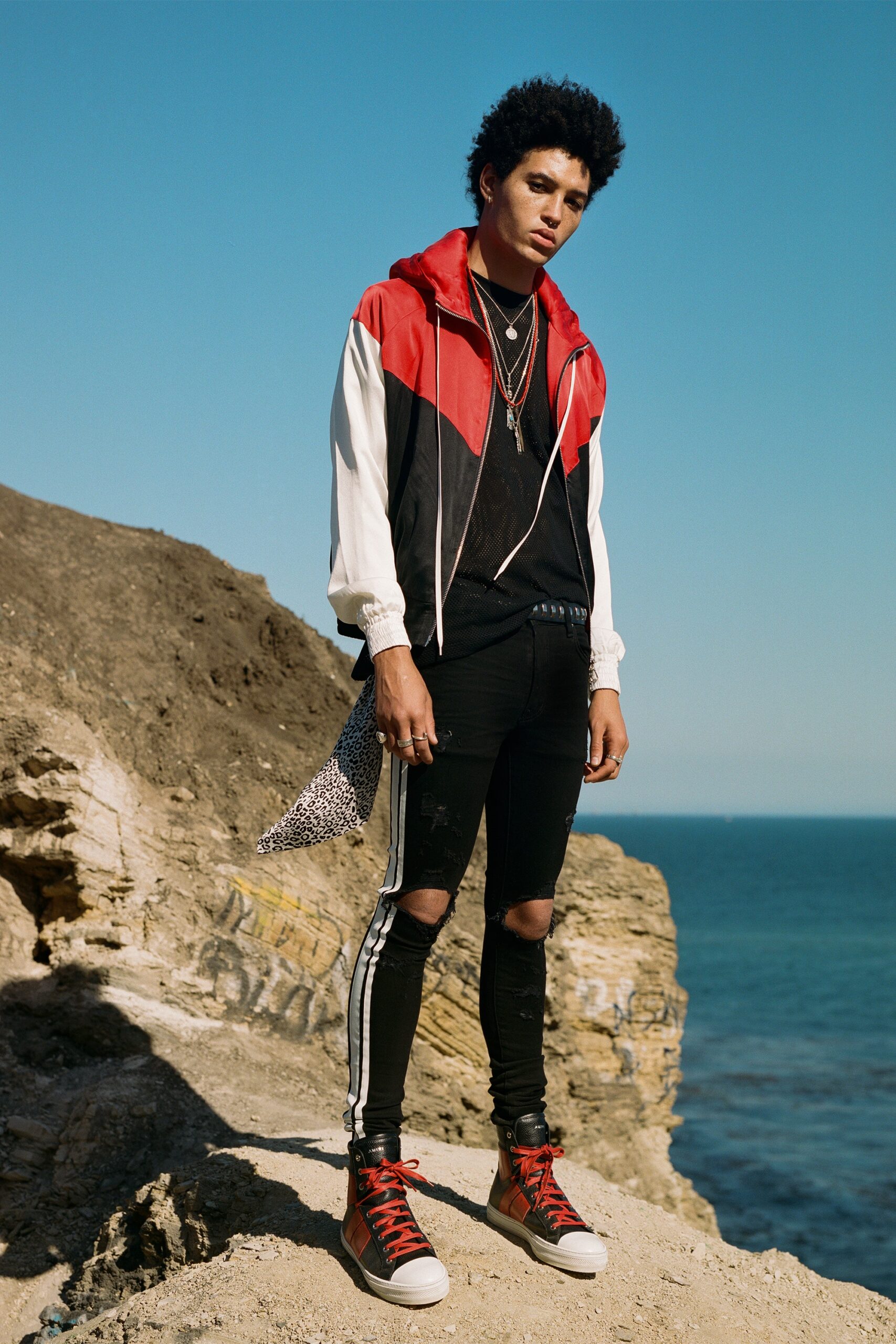 relaxed red and black jacket