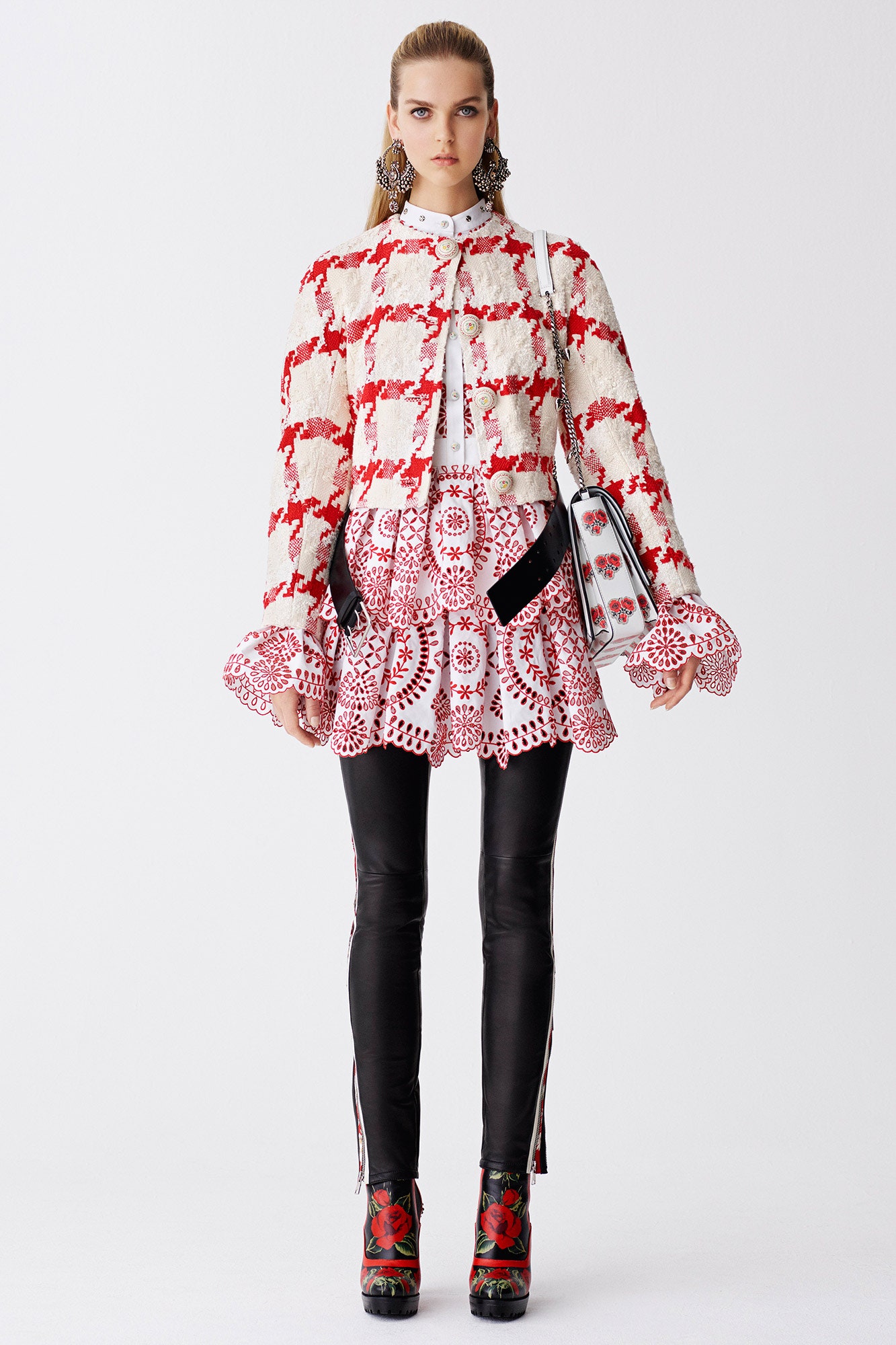 red and white embroidered jacket