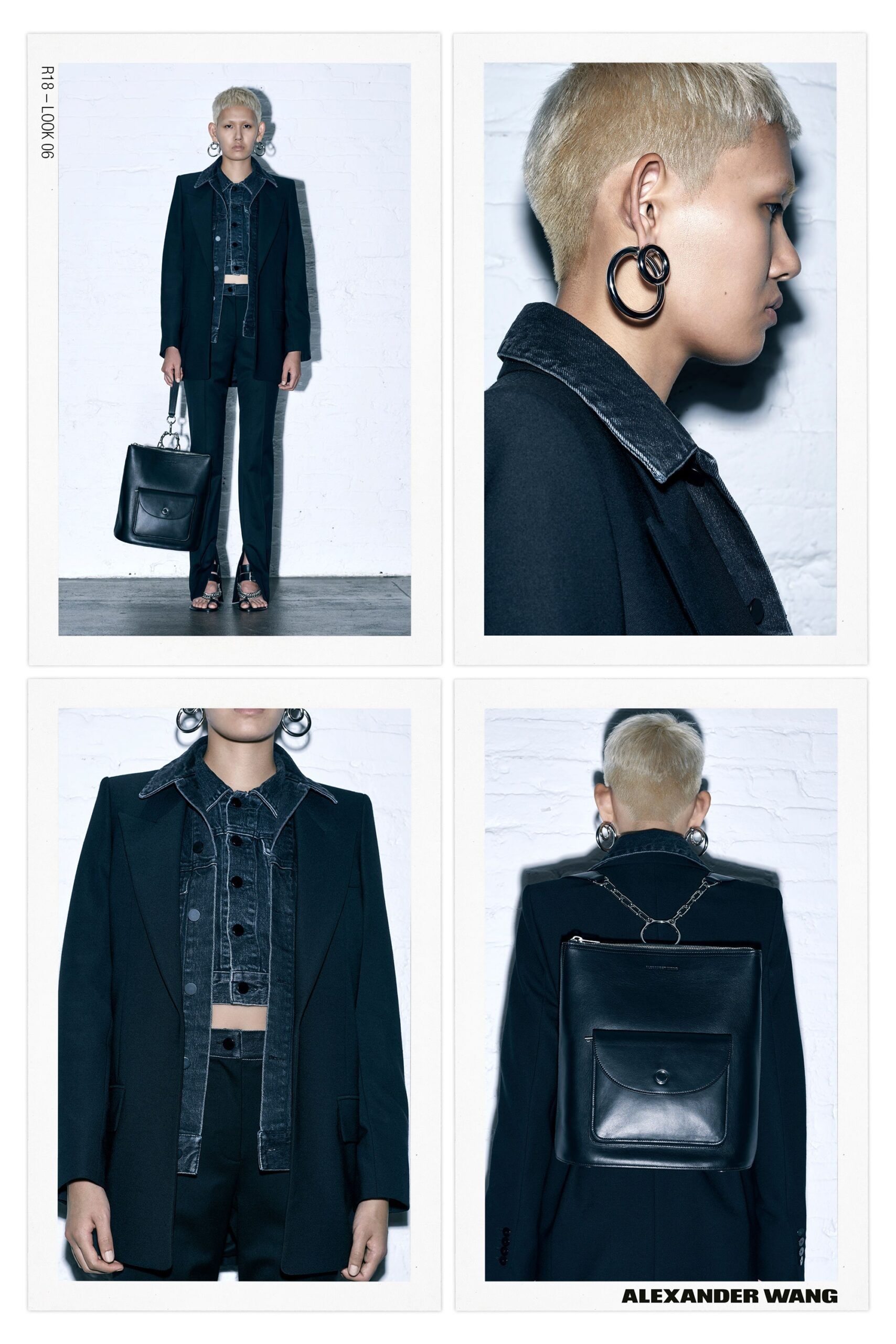 black tailored blazer with denim shirt