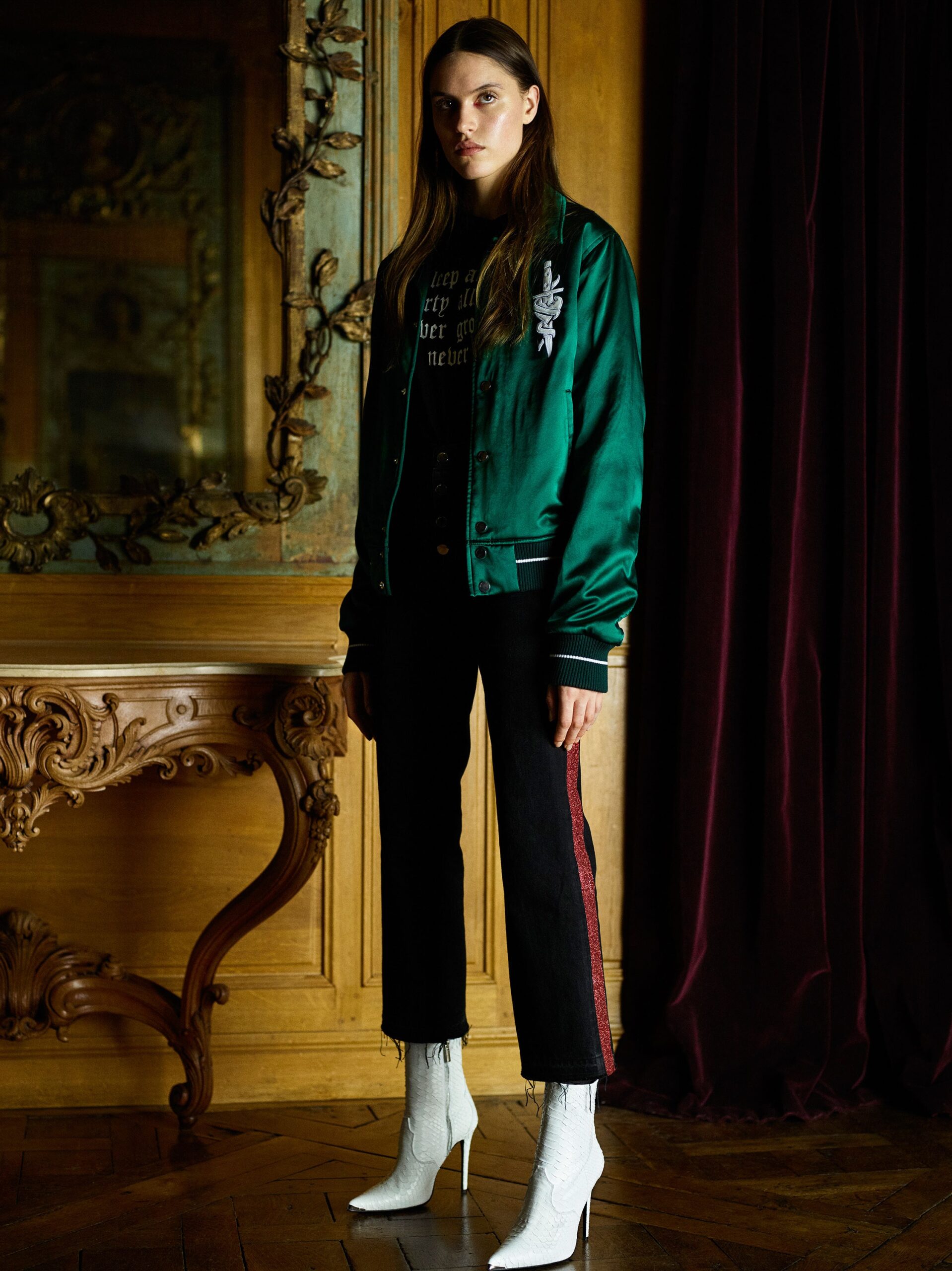 black denim tailored straight-leg pants