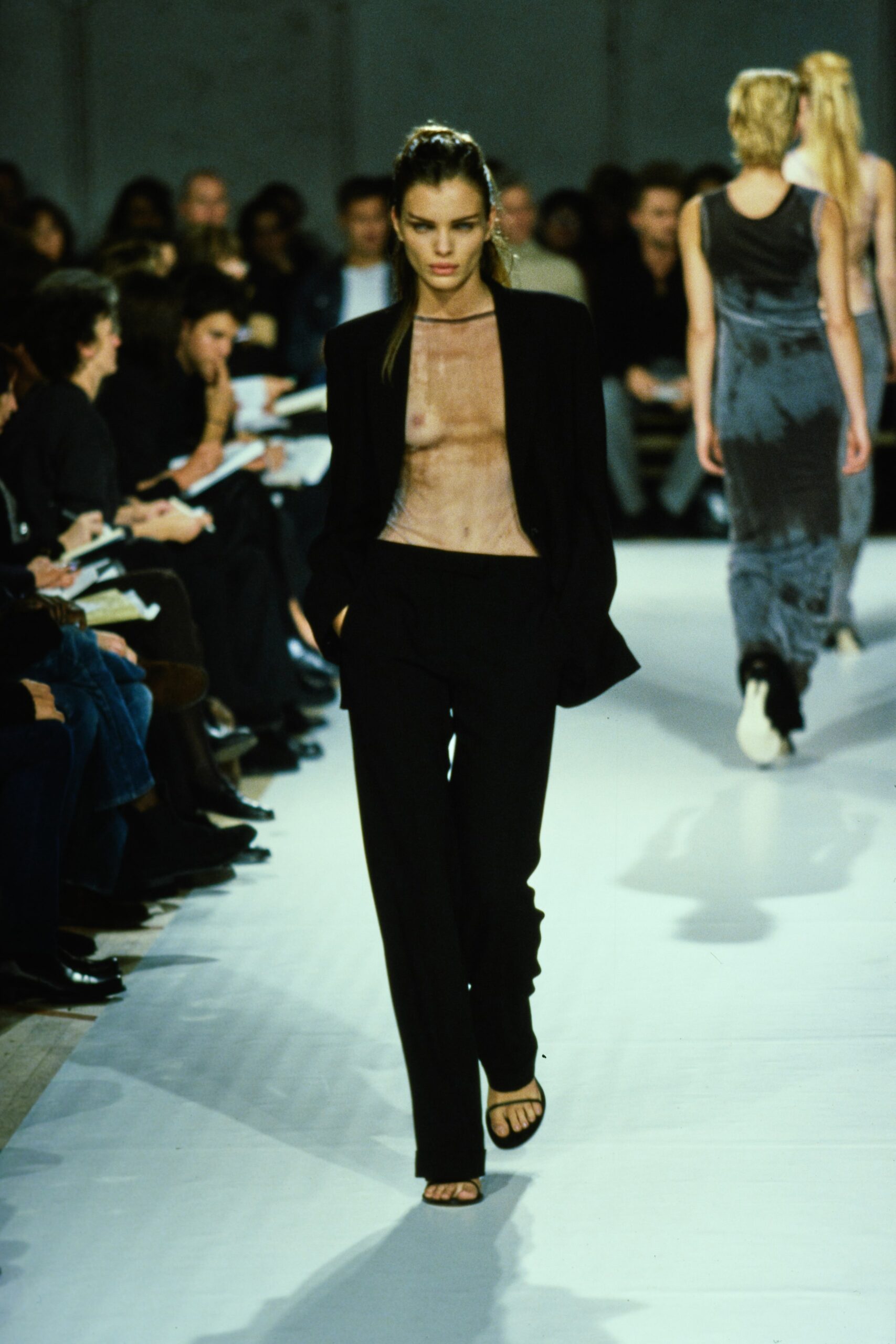 black silk fitted blazer and pants