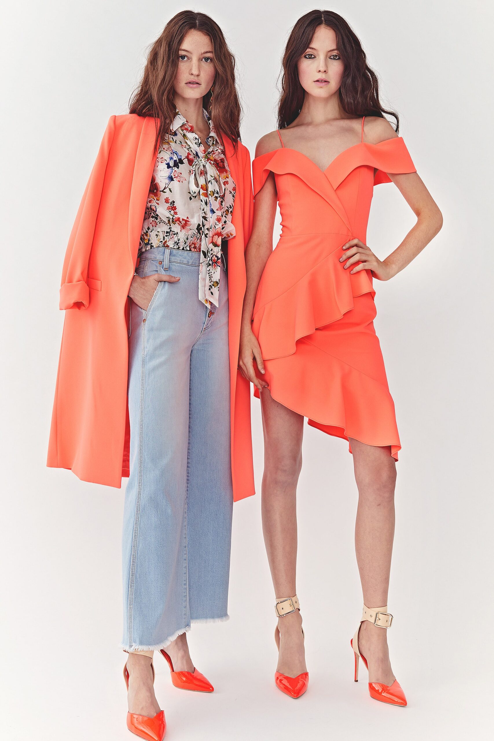 orange coat and dress ensemble