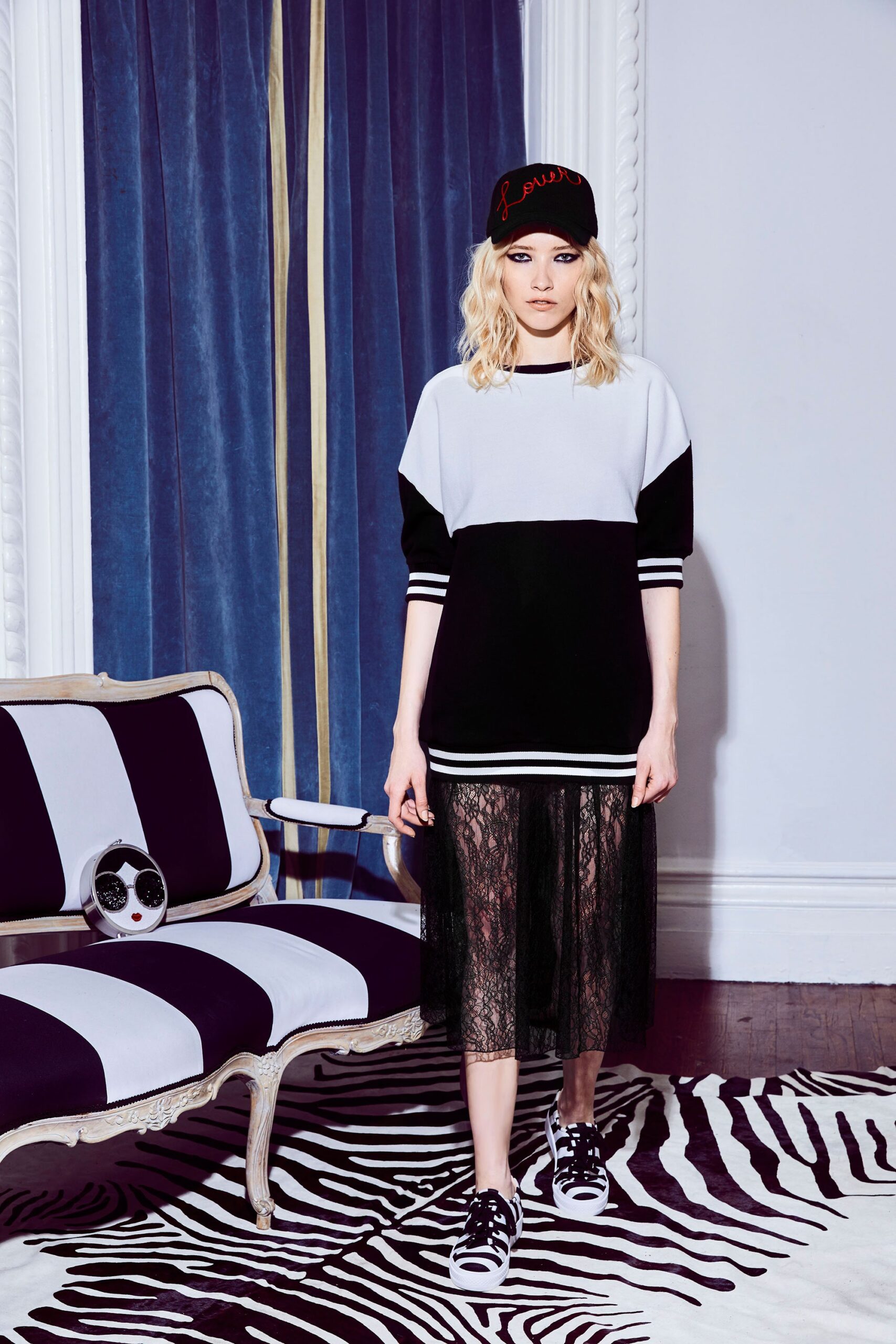 black lace fitted tiered sheer midi skirt