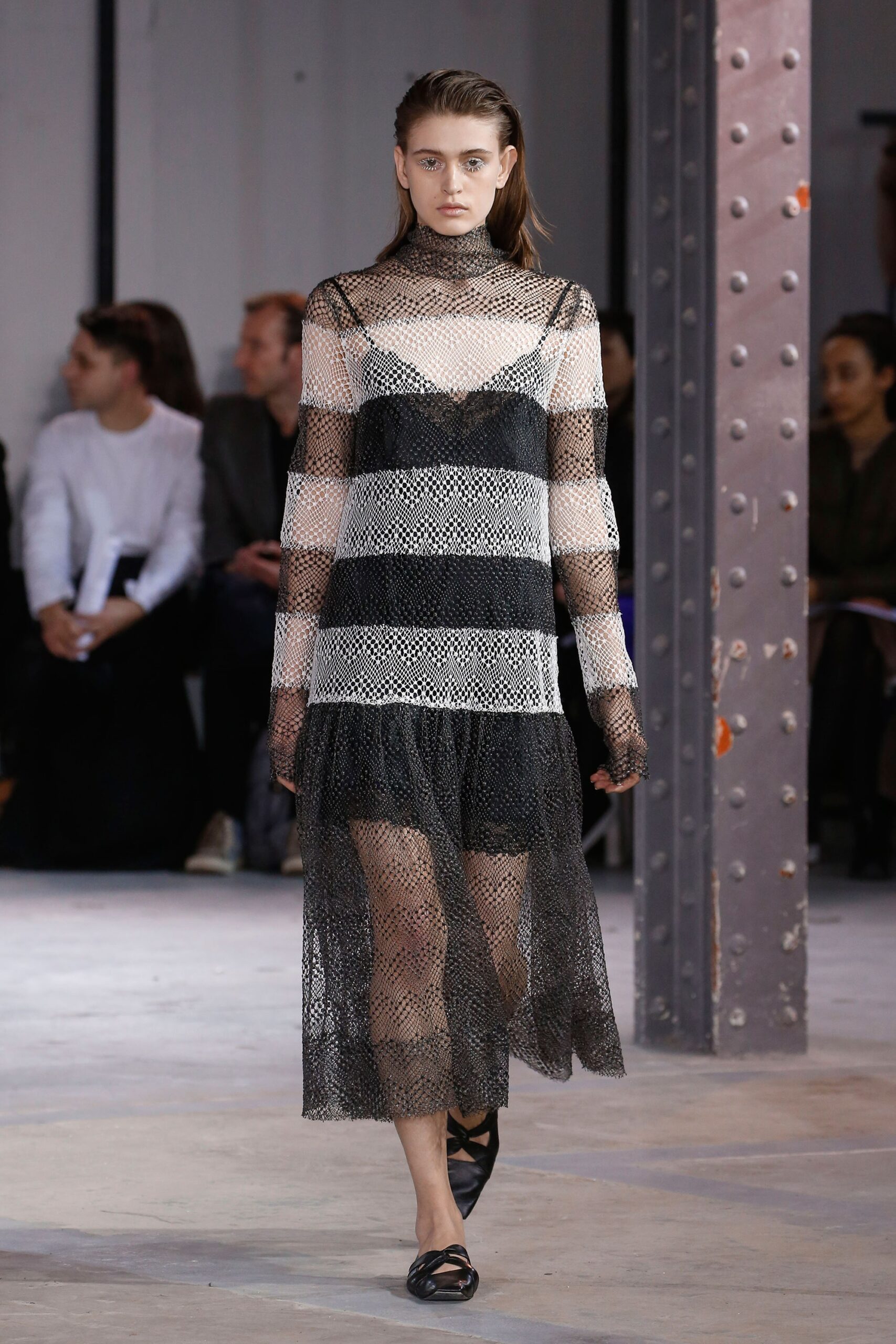 black and white sheer lace dress