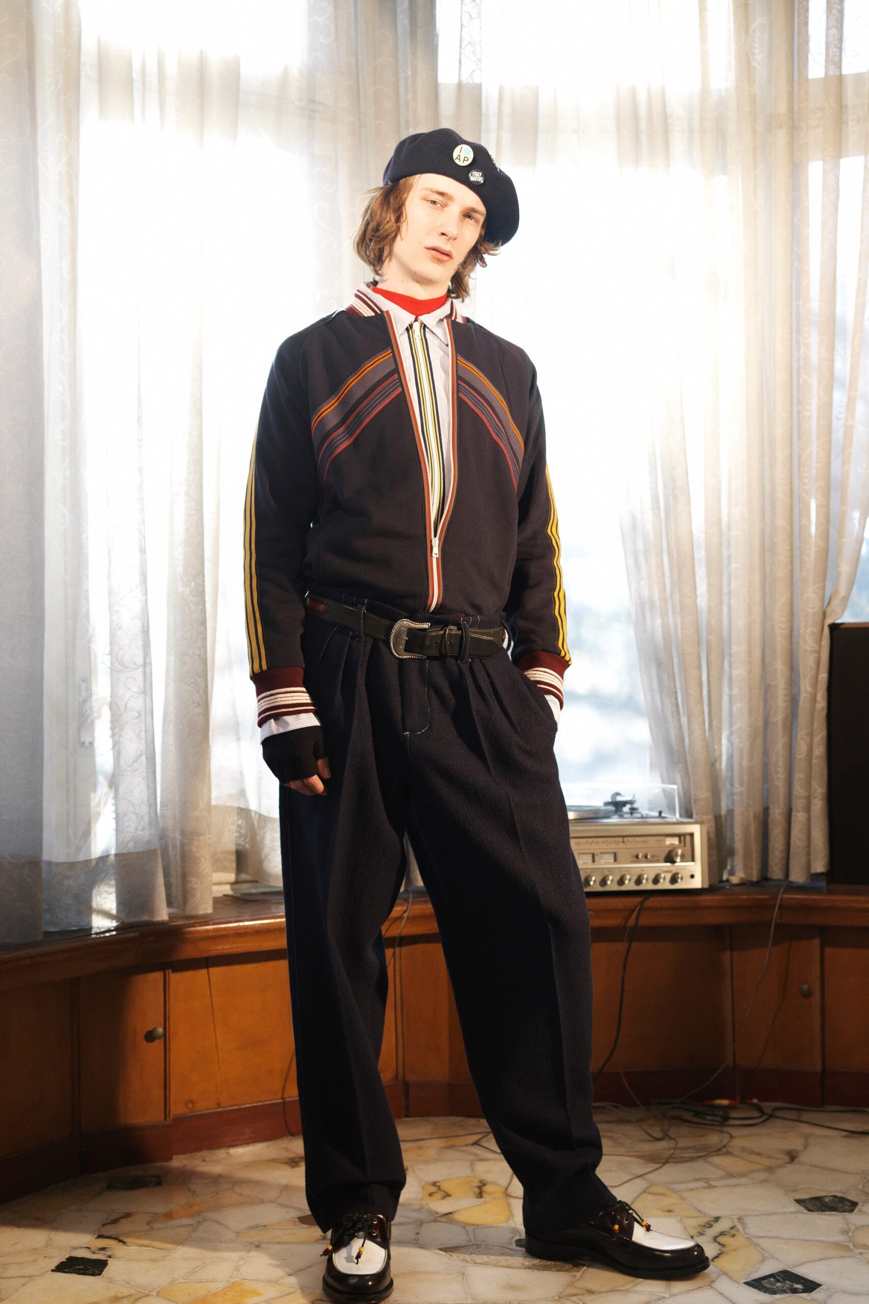 black relaxed jacket with wide-leg pants